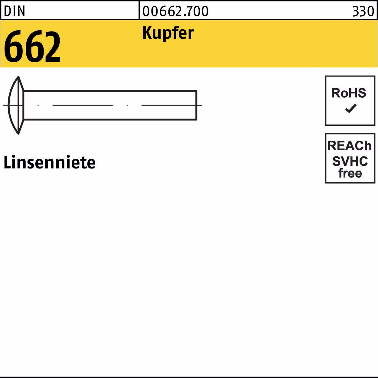 Linsenniete DIN 662 2x 4 Kupfer 2000 Stück