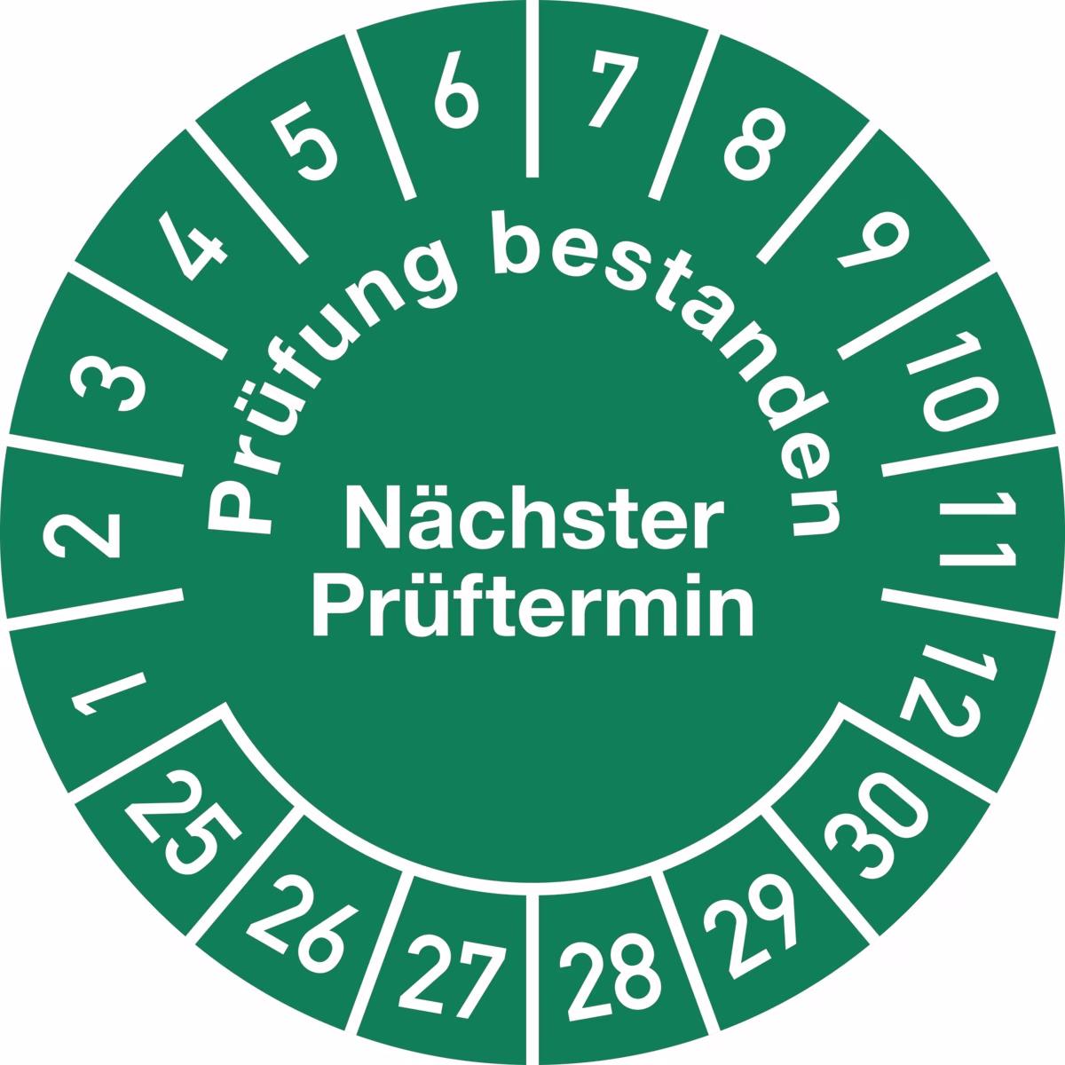 Mehrjahresprüfplakette D.30mm Prüfung bestanden 25-30 Folie Btl.a 100 St.