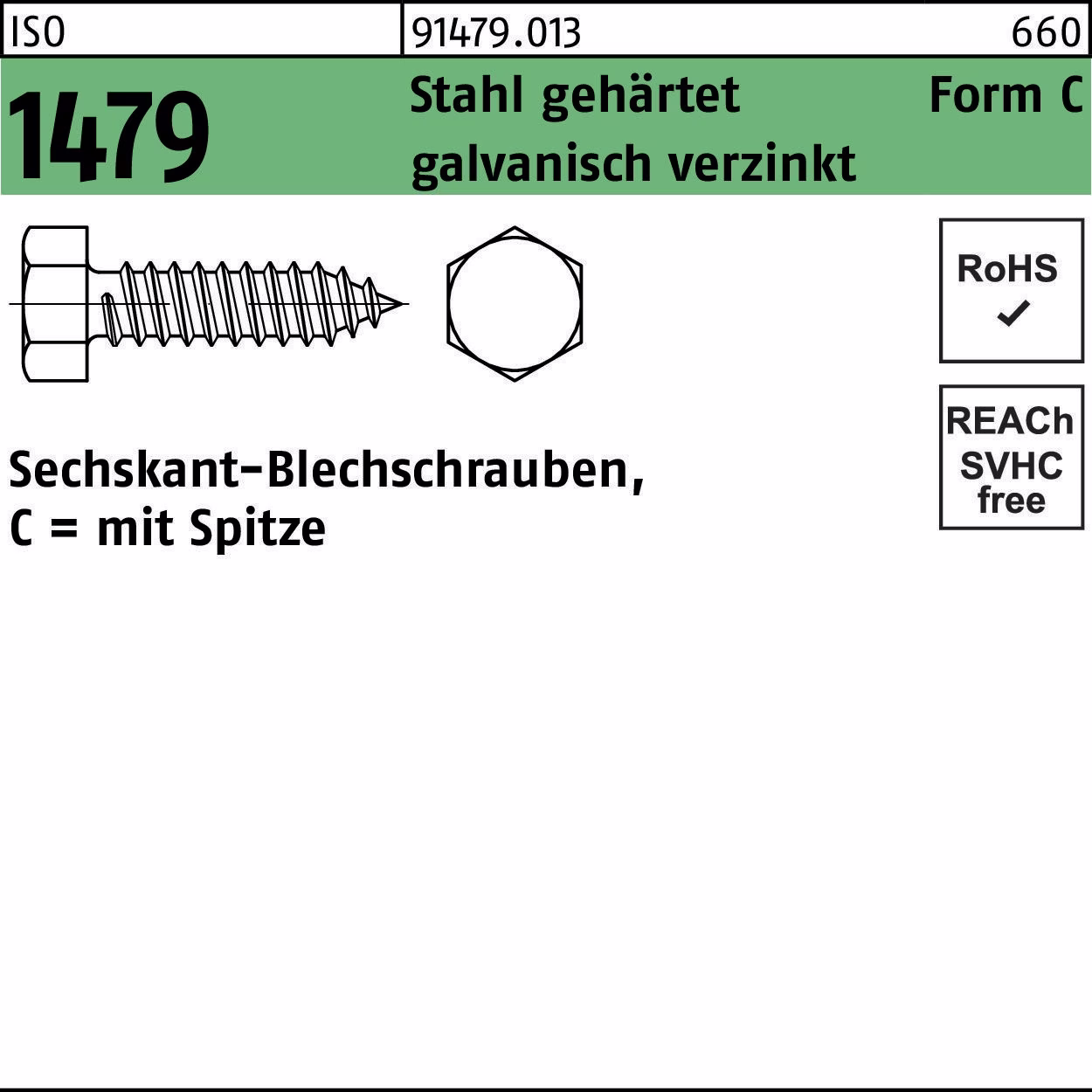 Blechschraube ISO 1479 Stahl gehärtet galv.verz.