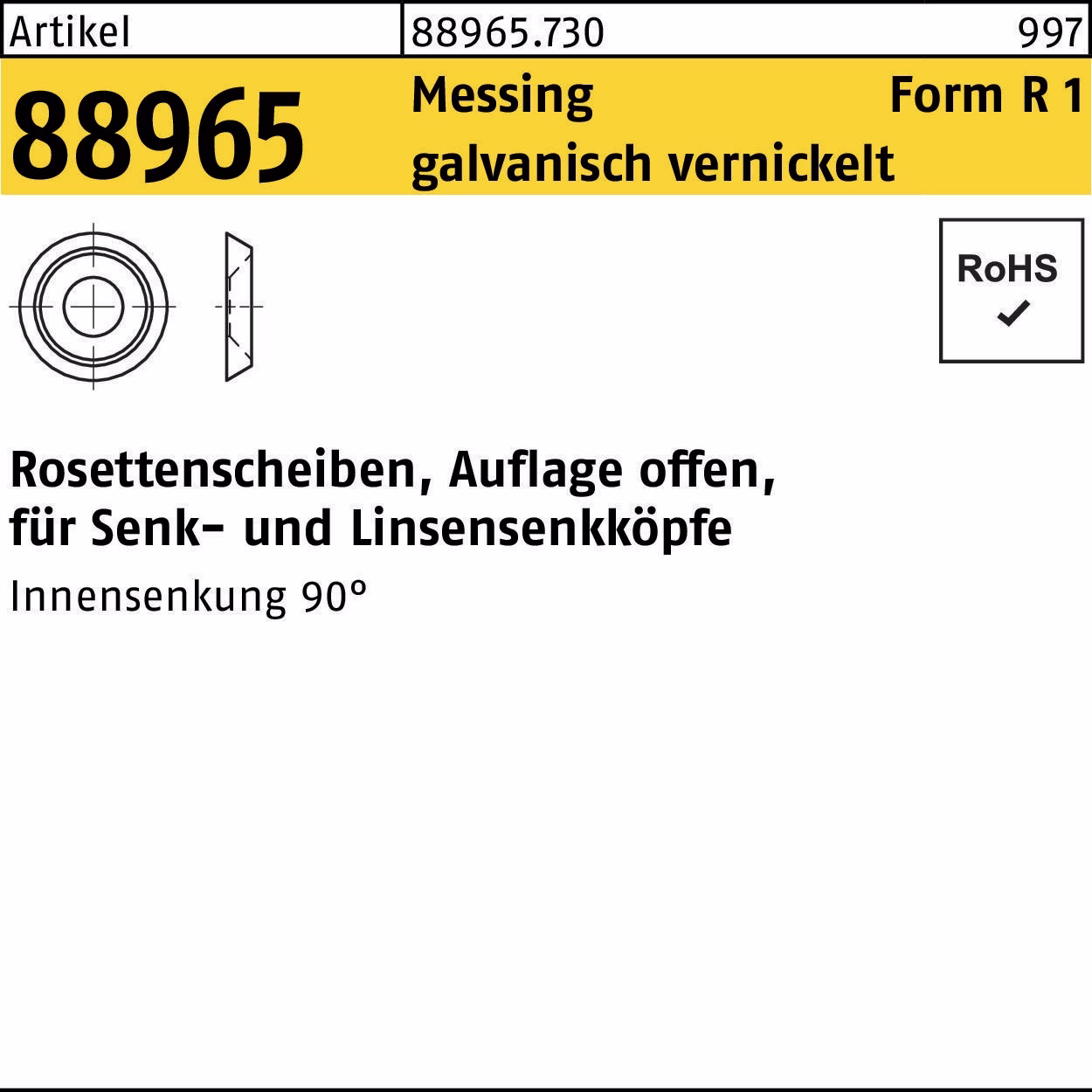 Rosettenscheibe R 88965 offen Messing galv. vernickelt
