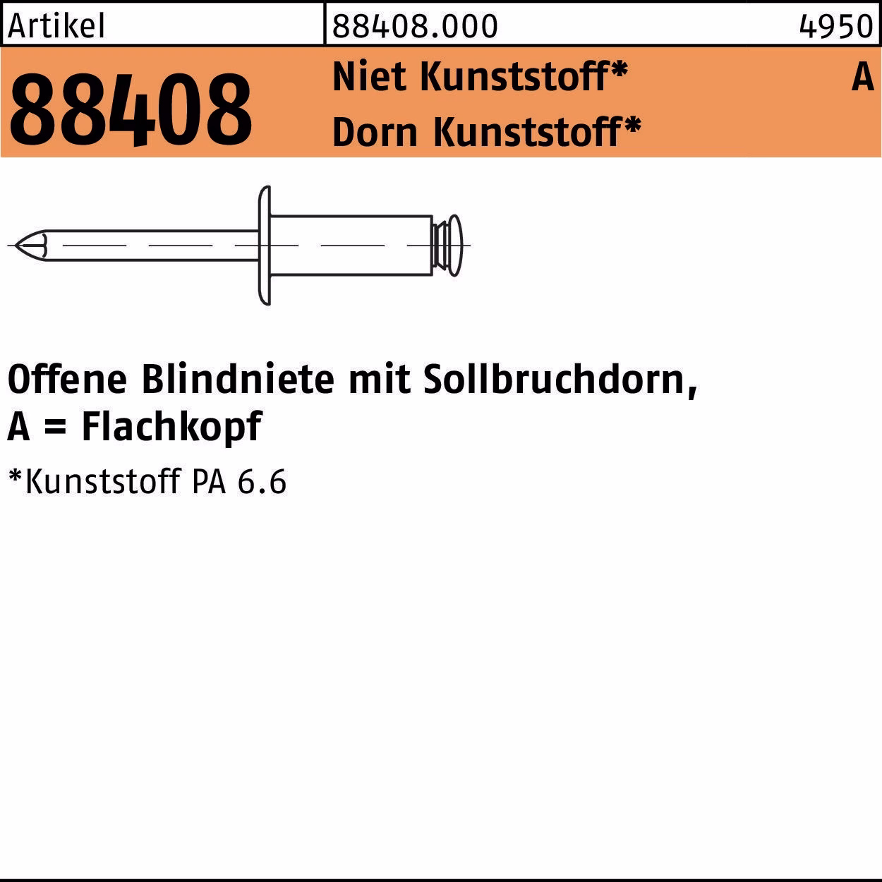 Blindniete R 88408 FLAKO Niet Ku./Dorn Ku.