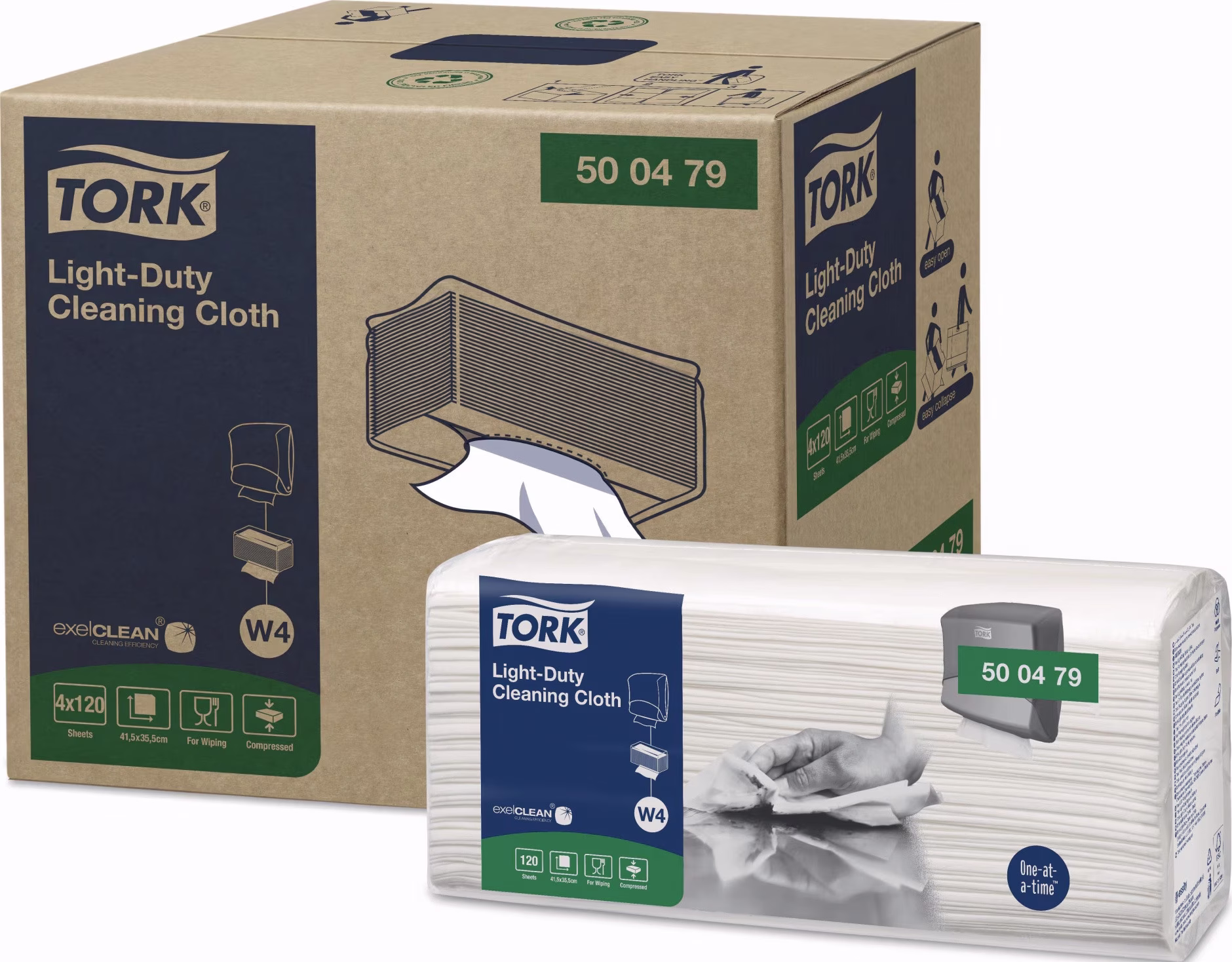 Putztuch TORK 500479 L.ca.415 mmxB.ca.355mm weiß 1-lagig 4 Pk.m.je 120 Blätter
