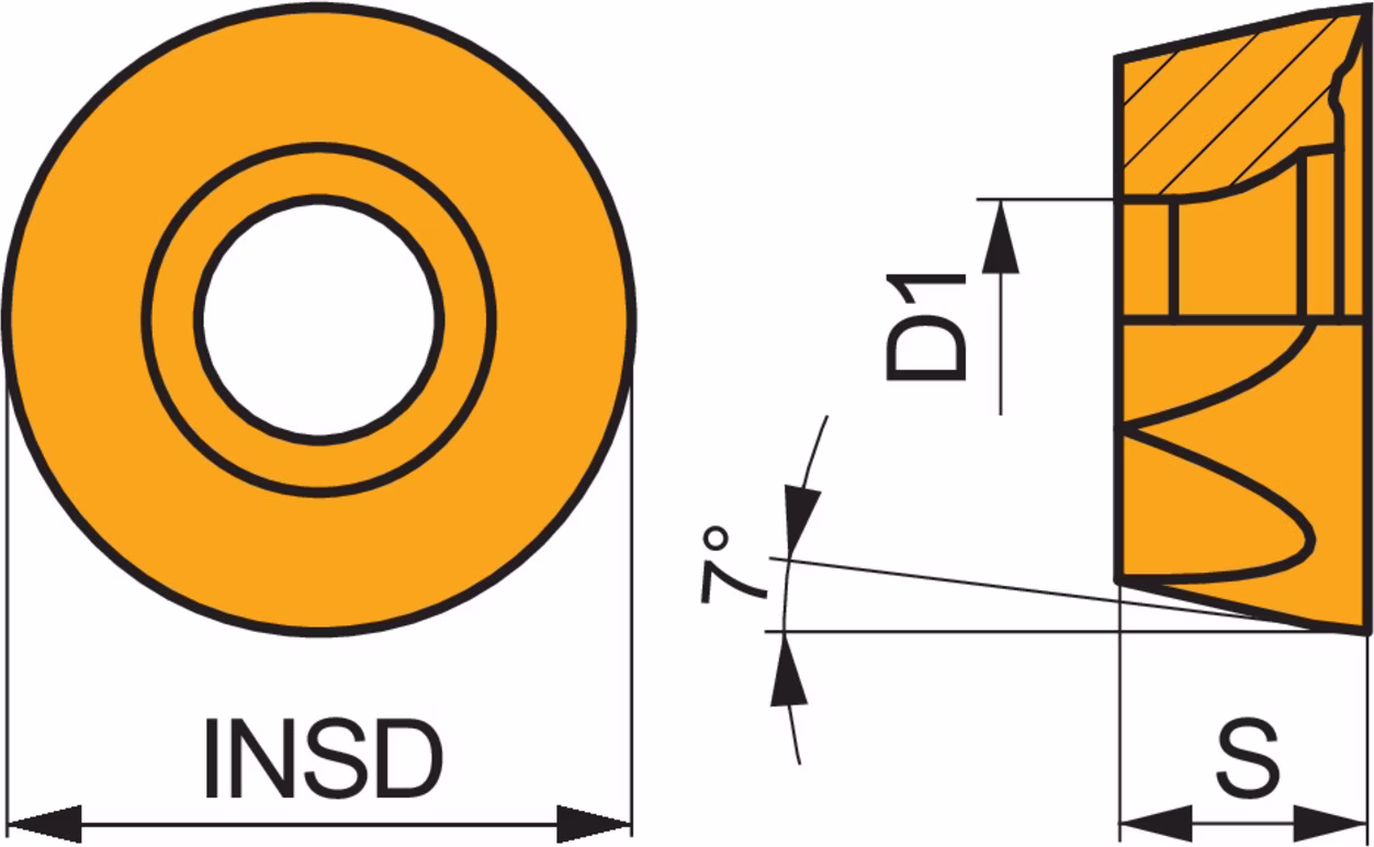 Fräswendeschneidplatte ISO RCMT 10T3MOSN-M:M8310 D. 3,9mm PVD beschichtet