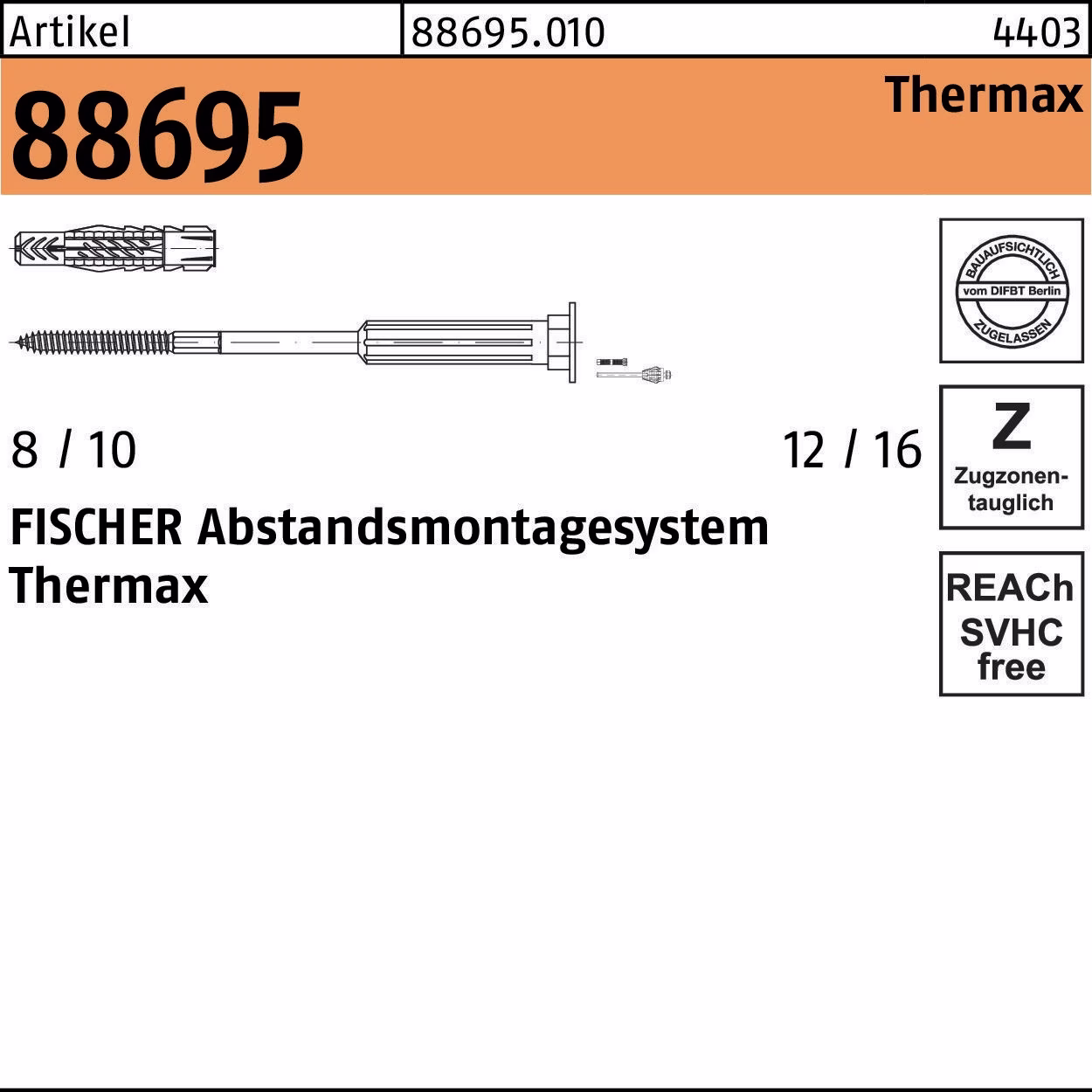 Abstandsmontagesystem R 88695 Thermax Stahl galvanisch verzinkt 20 Stück FISCHER
