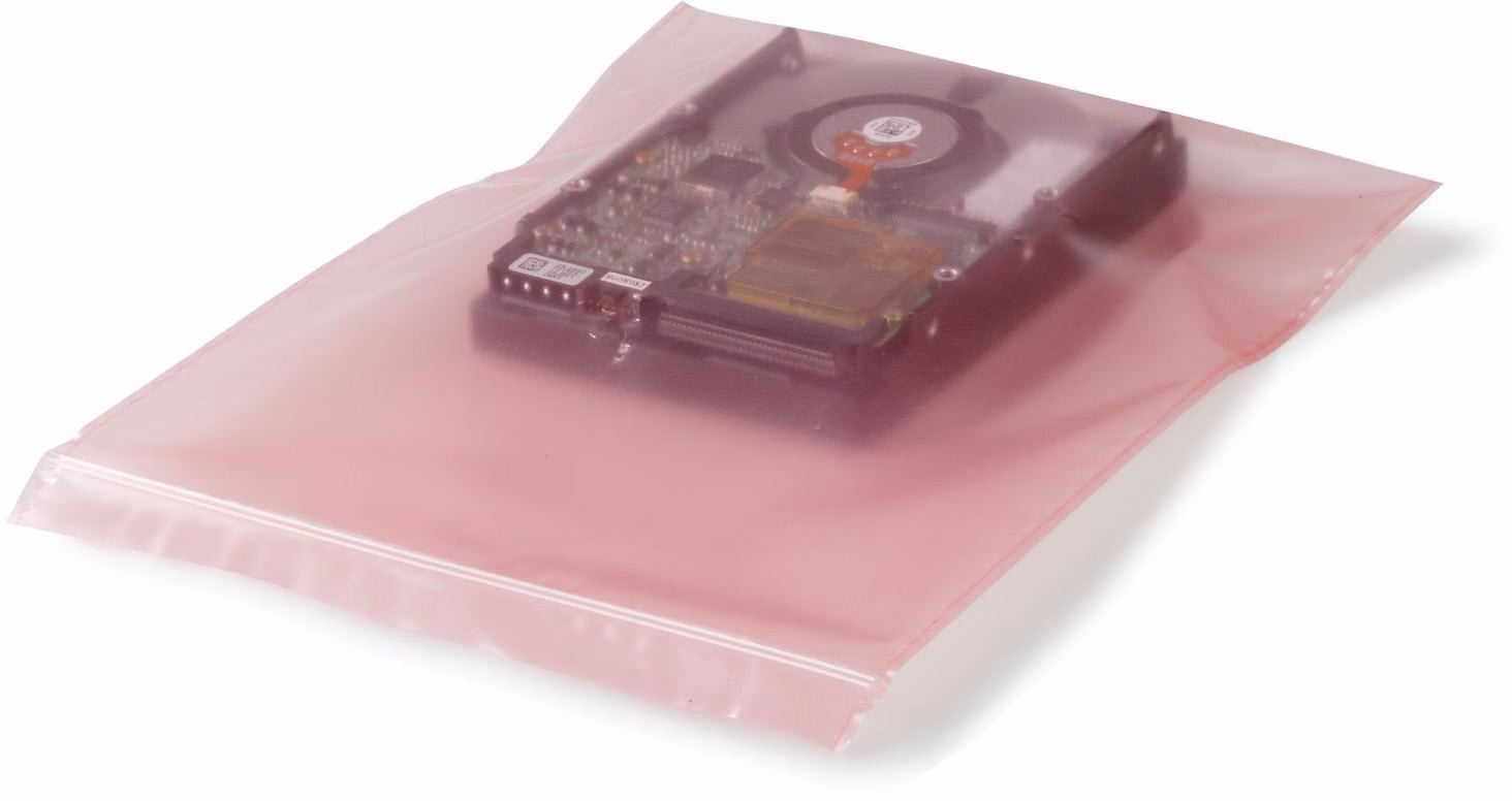 Druckverschlussbeutel antistatisch Maße S.100µ rosa aminfreies LDPE