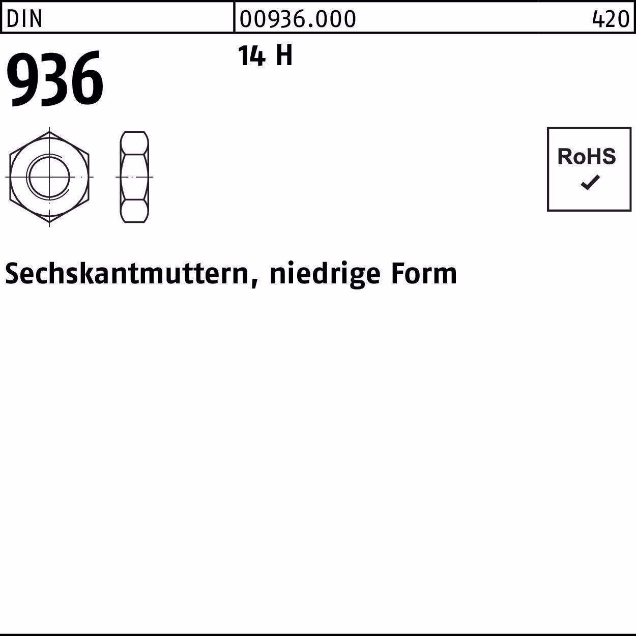 Sechskantmutter DIN 936 M33 14 H 10 Stück