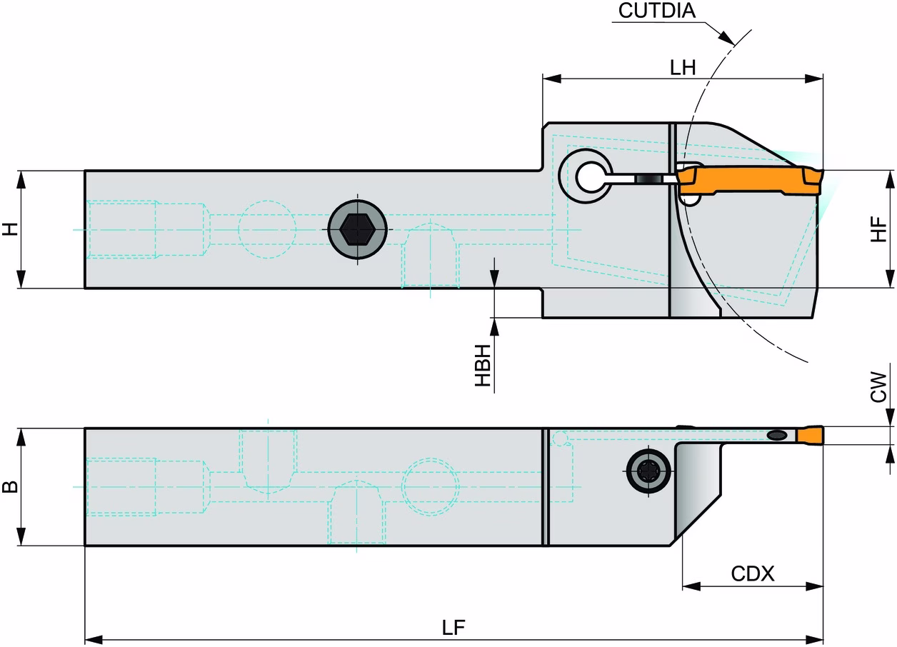 Außendrehhalter ISO GL6-A2020KFR-24-80 Einstechtiefe 24mm Rechtslauf