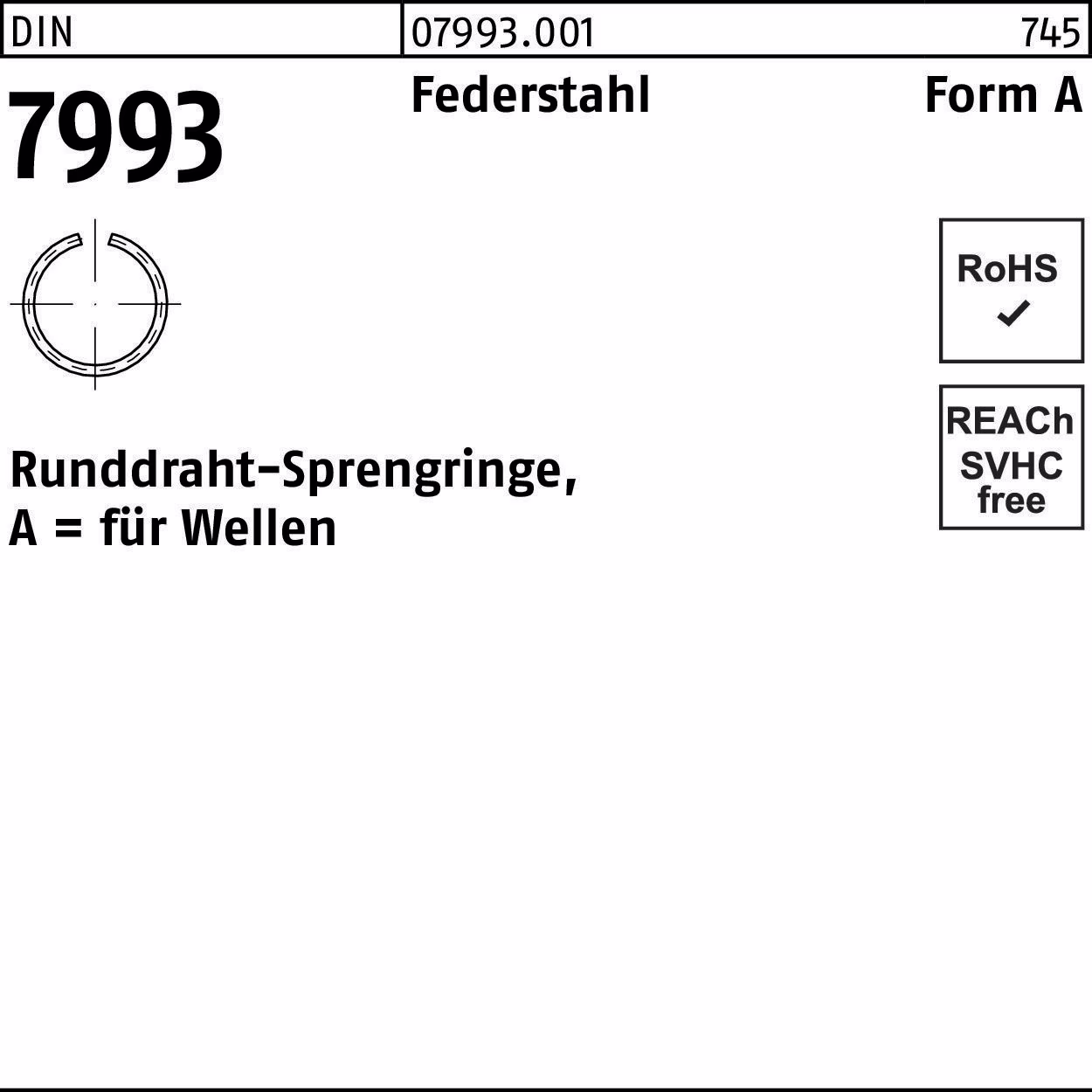 Runddrahtsprengring DIN 7993 f.Wellen Federstahl