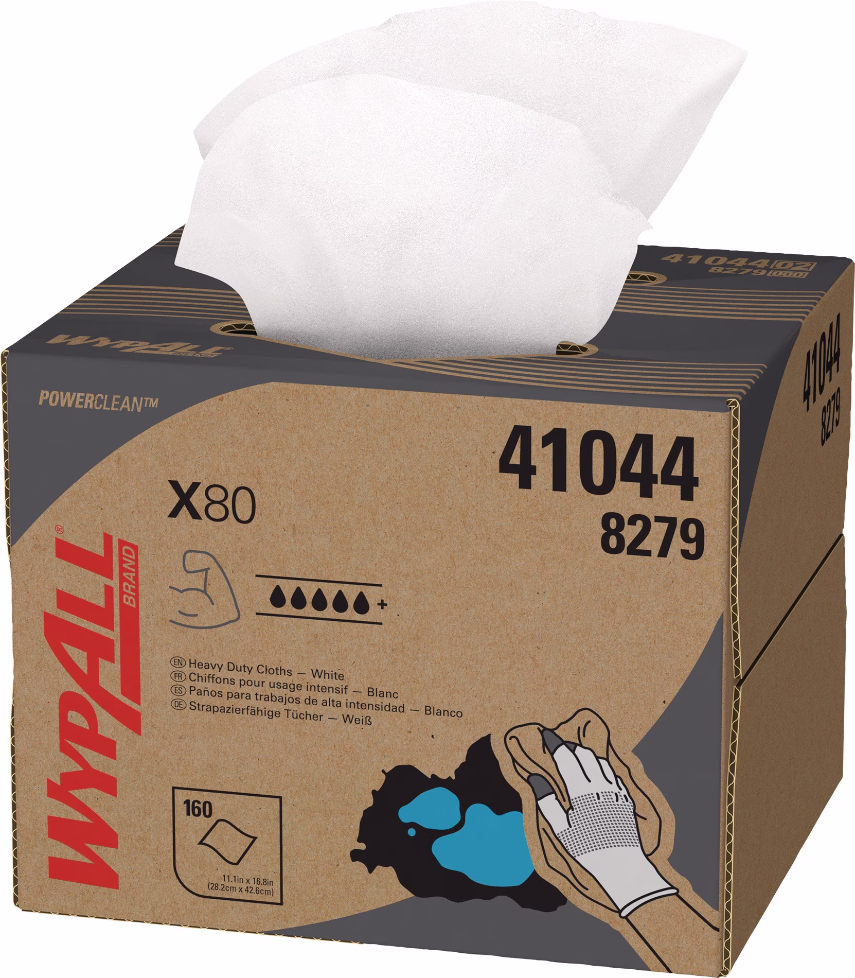 Wischtuch WypAll® X80 8279 L.ca.424 mmxB.ca.282mm weiß 1-lagig Box
