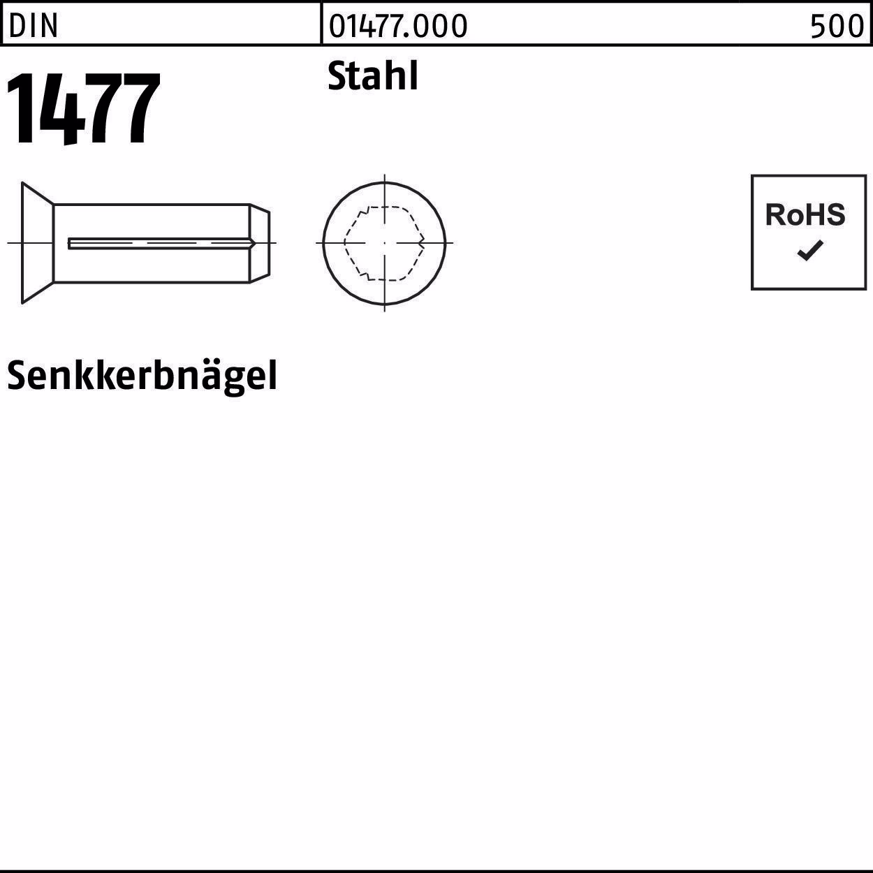 Senkkerbnagel DIN 1477 Stahl
