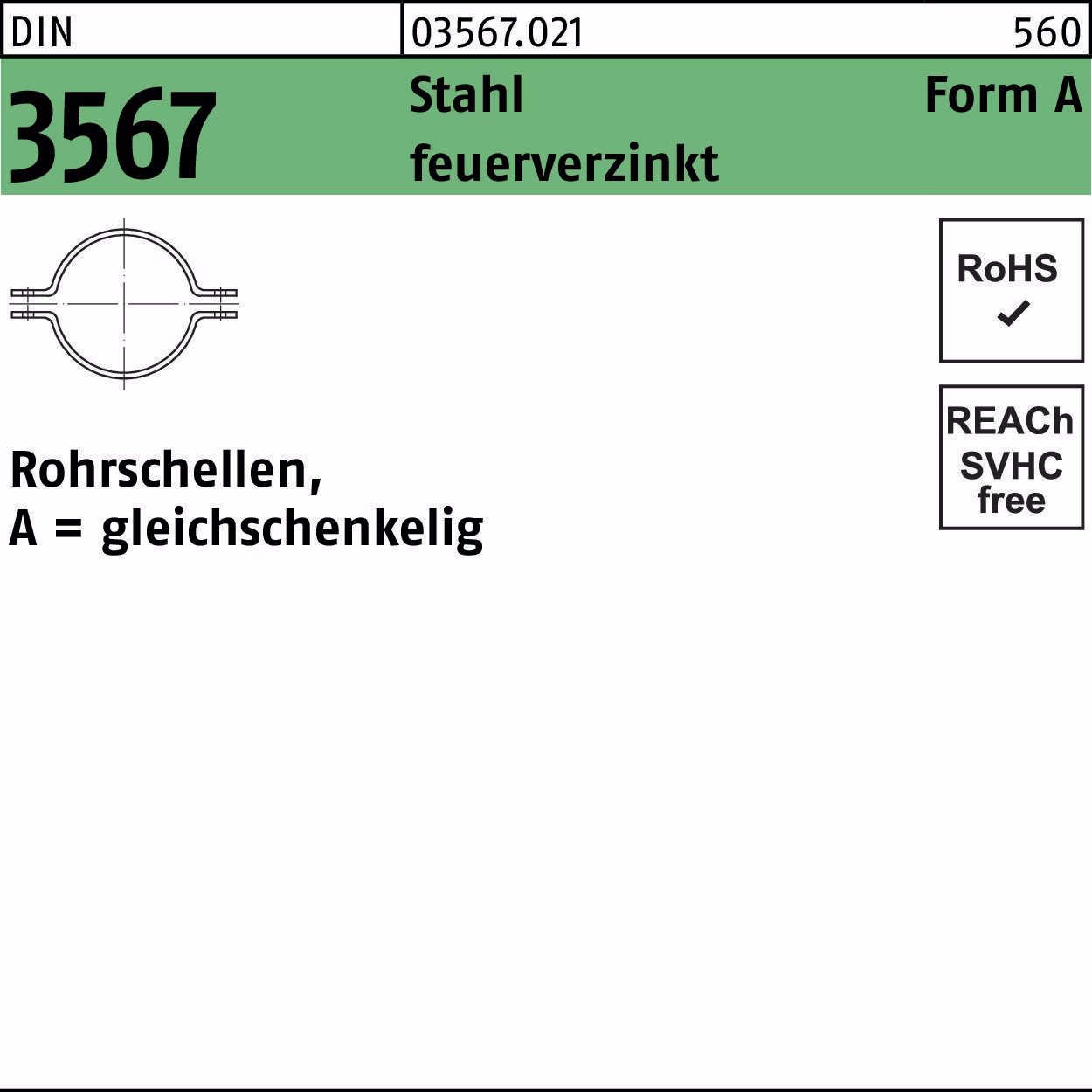 Rohrschelle DIN 3567 gleichschenkelig A