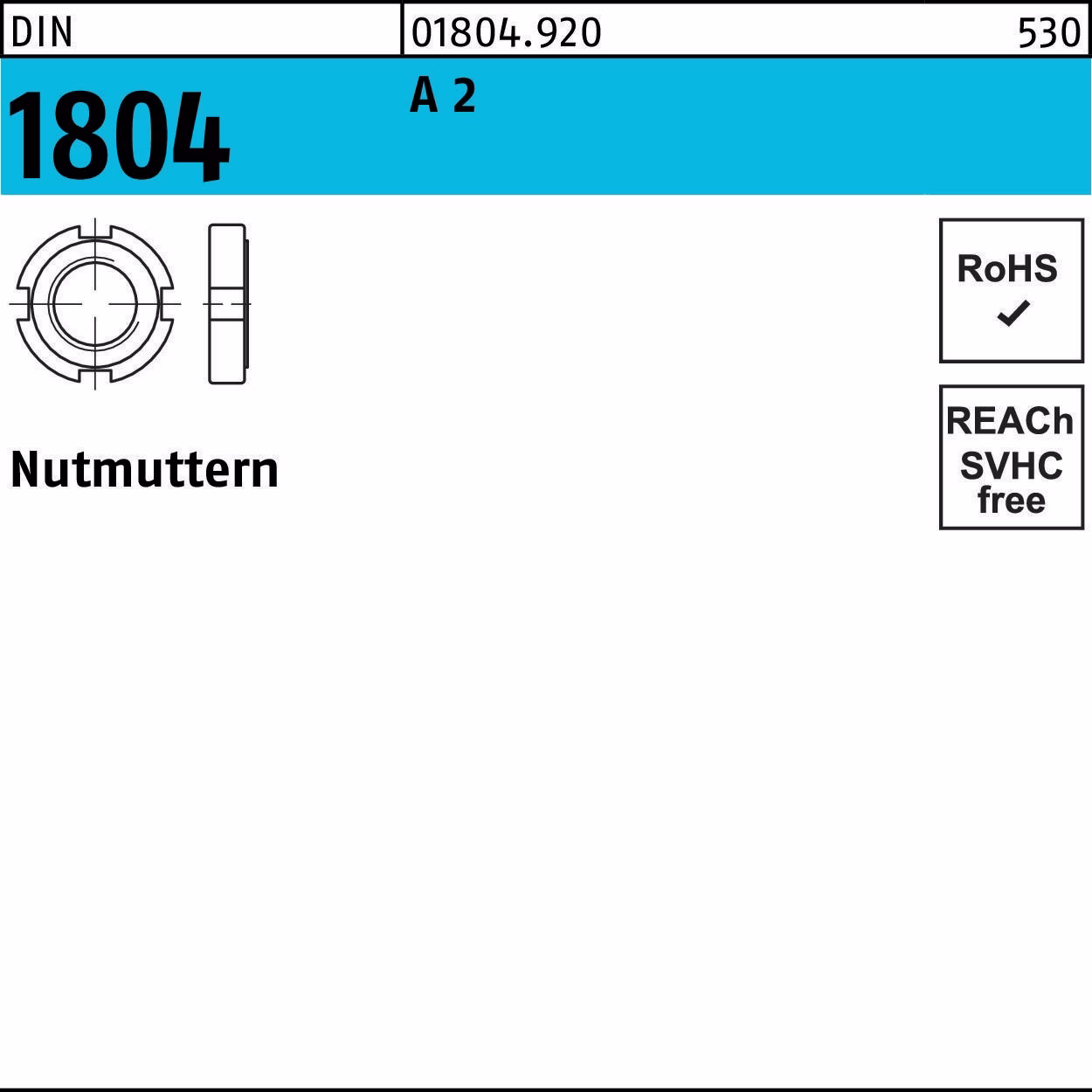 Nutmutter DIN 1804 M 16 x 1,5 A 2 10 Stück