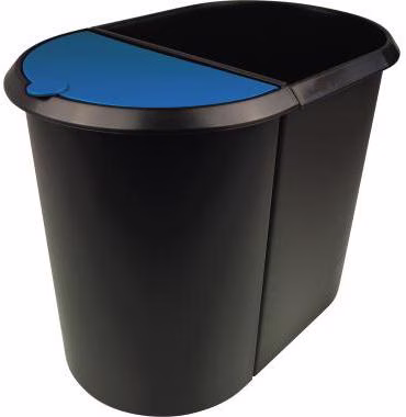 Papierkorb Duo-System 20+9l H6103993 oval Kunststoff sw/bl