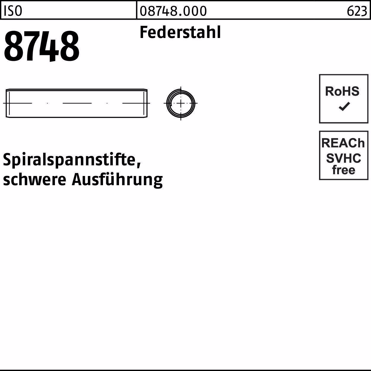 Spiralspannstift ISO 8748 Federstahl schwere Ausf.