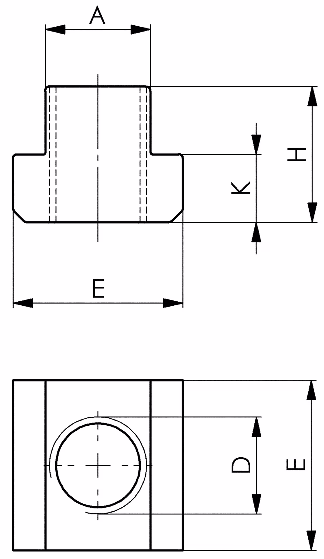 T-Nutenstein DIN 508 T-Nut 8mm M6