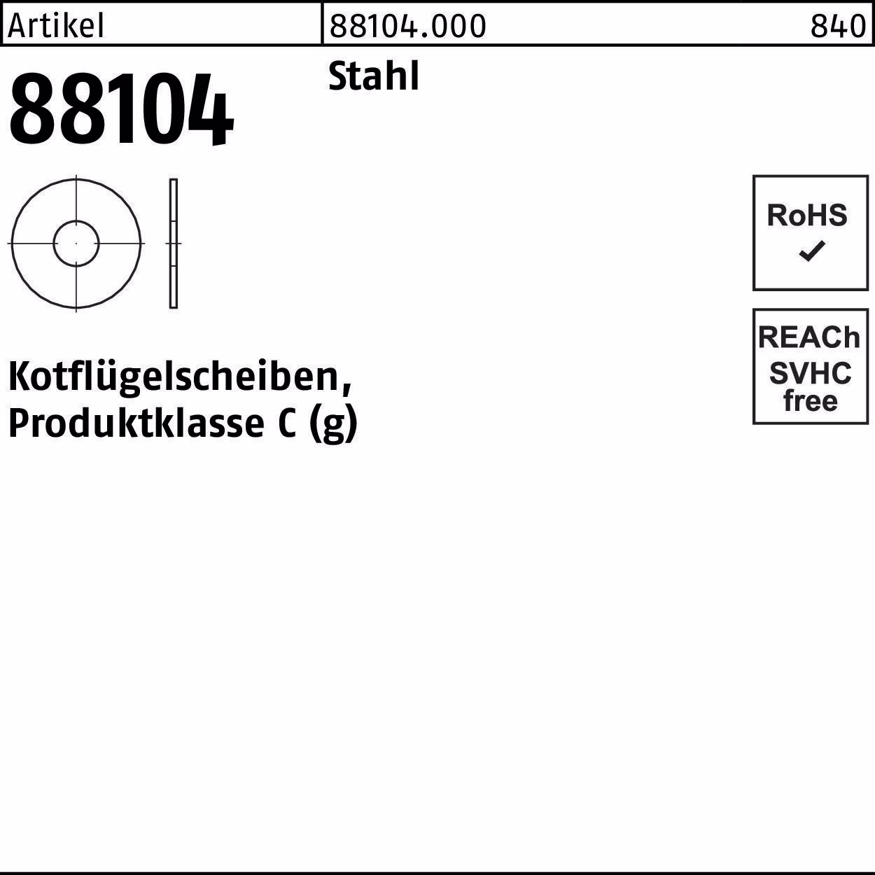 Kotflügelscheibe R 88104 6,4x25x1,5 Stahl 200 Stück