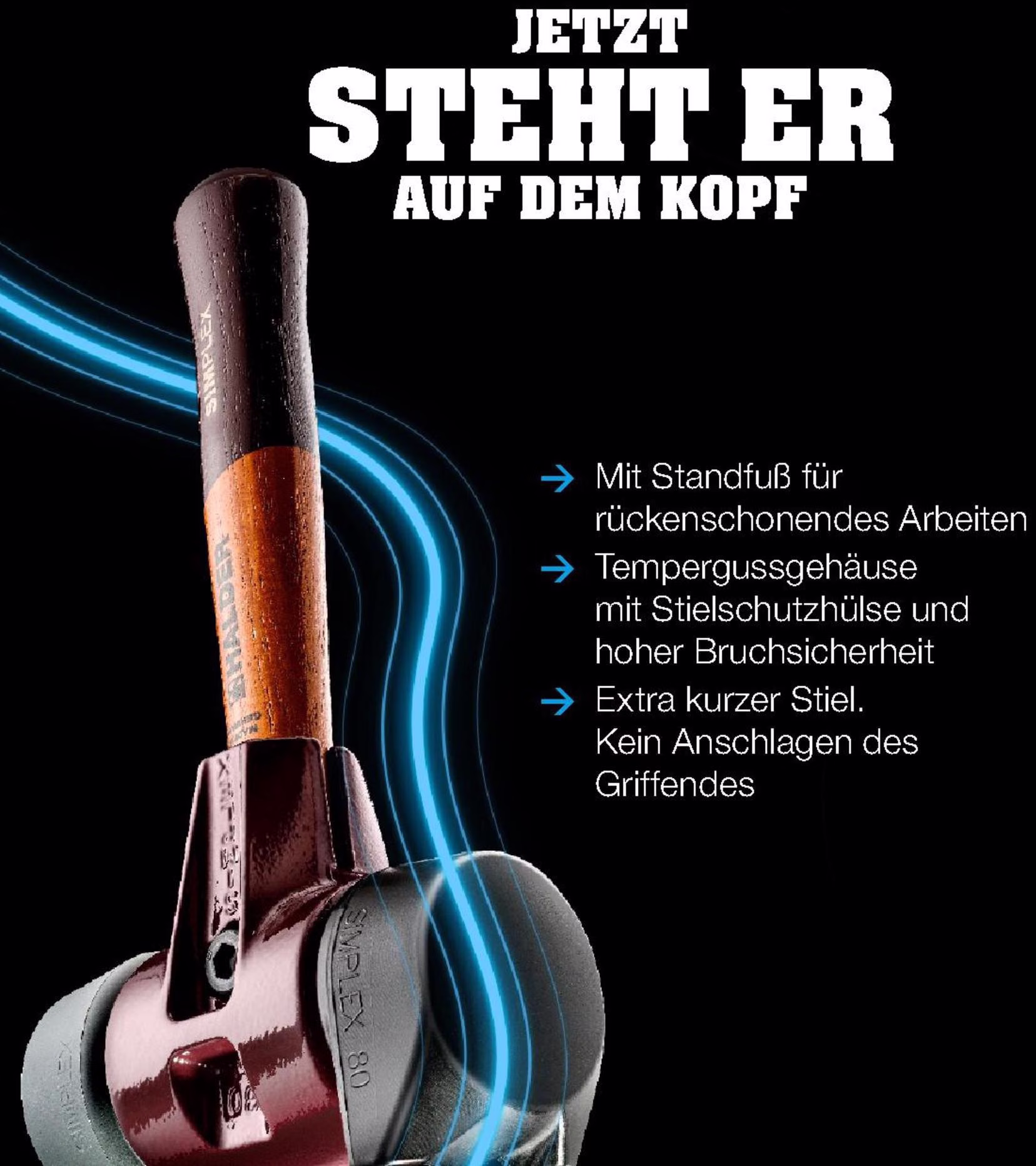 Schonhammer SIMPLEX L.325mm Kopf-D.80mm HO Stiel:ext.kurz