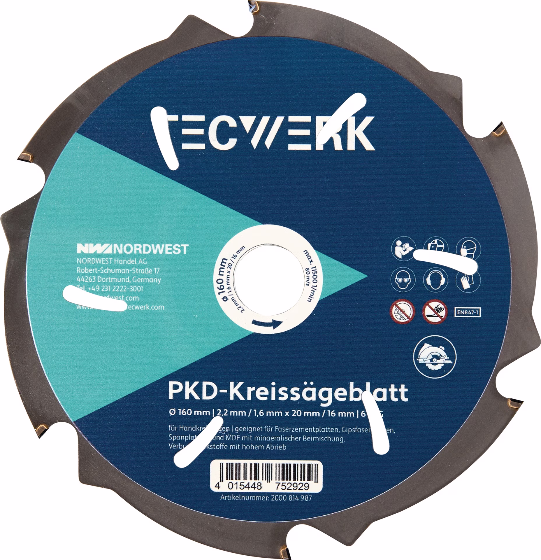 Handkreissägeblatt AD Z.6 PKD Schnitt-B.2,2mm