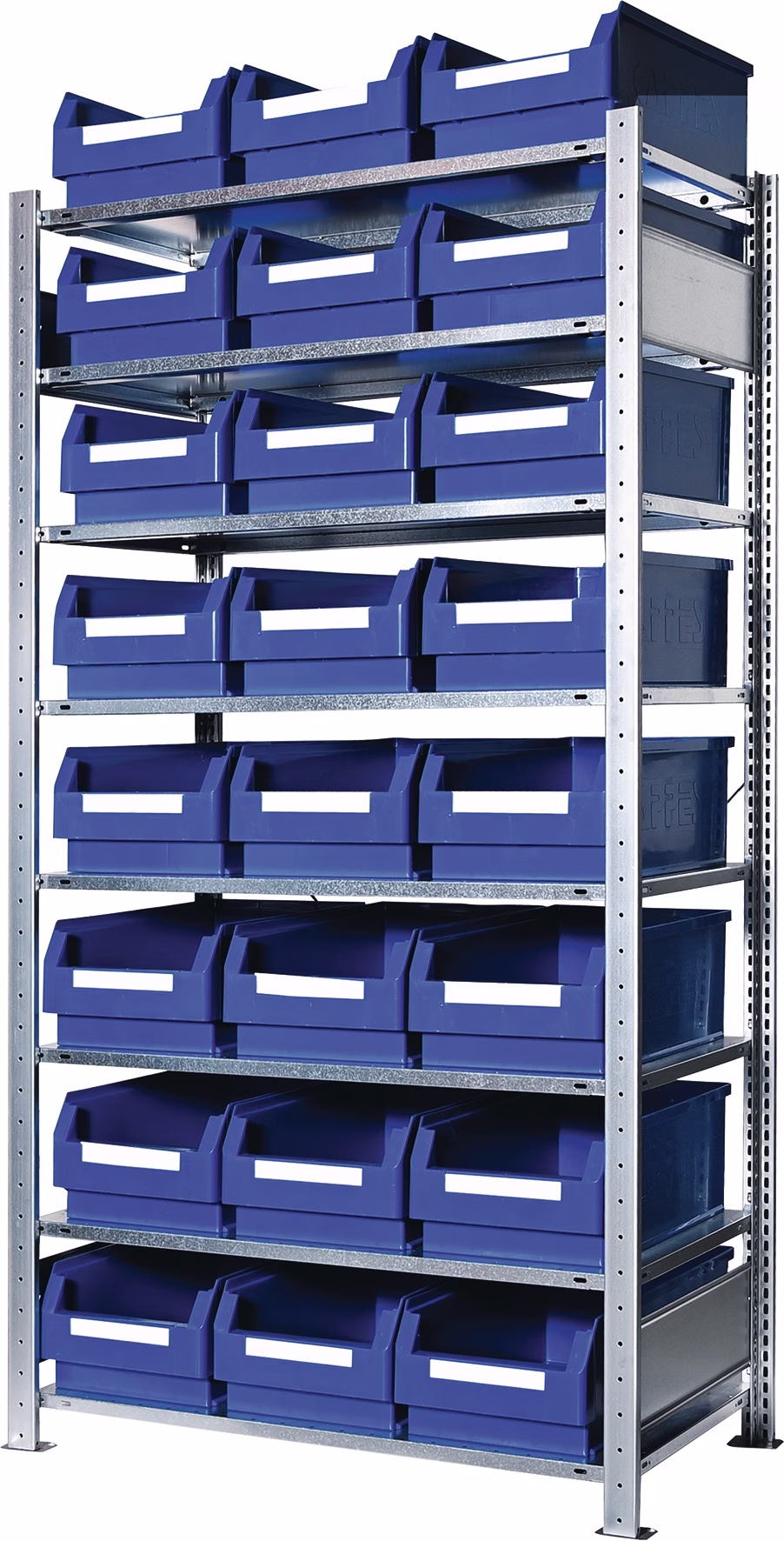 Steckregal H2000xB1000xT500mm Grundregal 8 Stahl-Bd.24xGr.2 blau