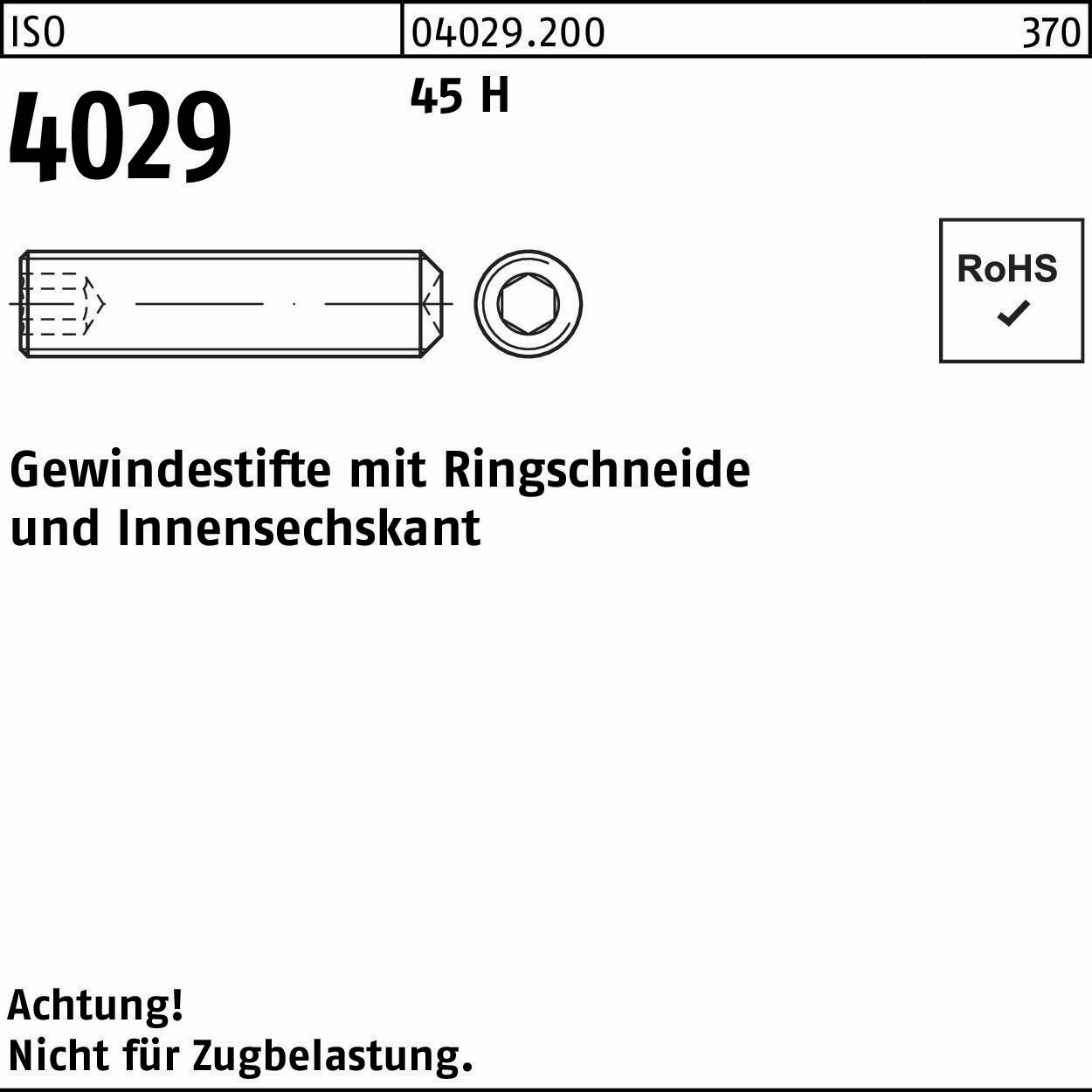 Gewindestift ISO 4029 Ringschneide/Innen-6kt