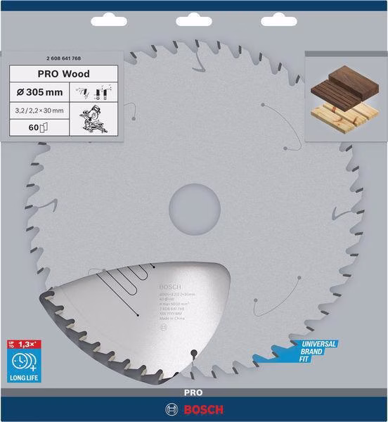 Kreissägeblatt PRO Wood AD 305mm Z.60 WZ Schnitt-B.3,2mm