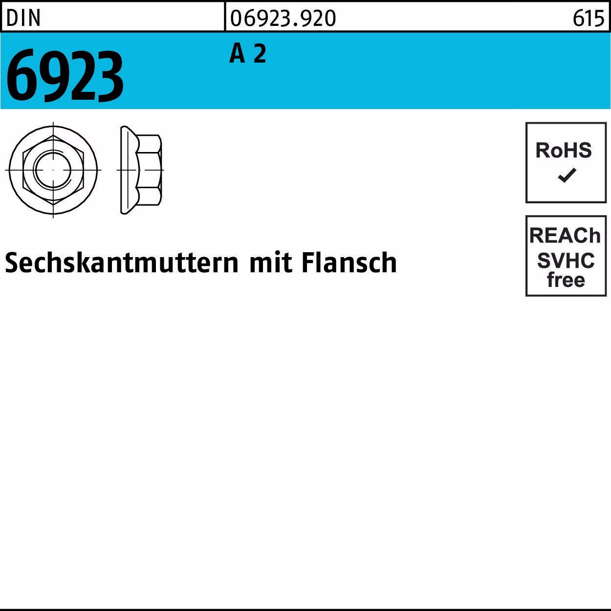 Sechskantmutter DIN 6923 Flansch A 2
