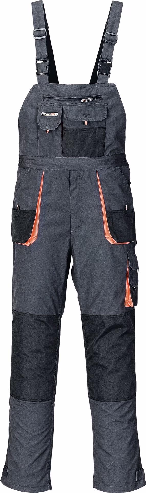 Herrenlatzhose dunkelgrau/schwarz/orange