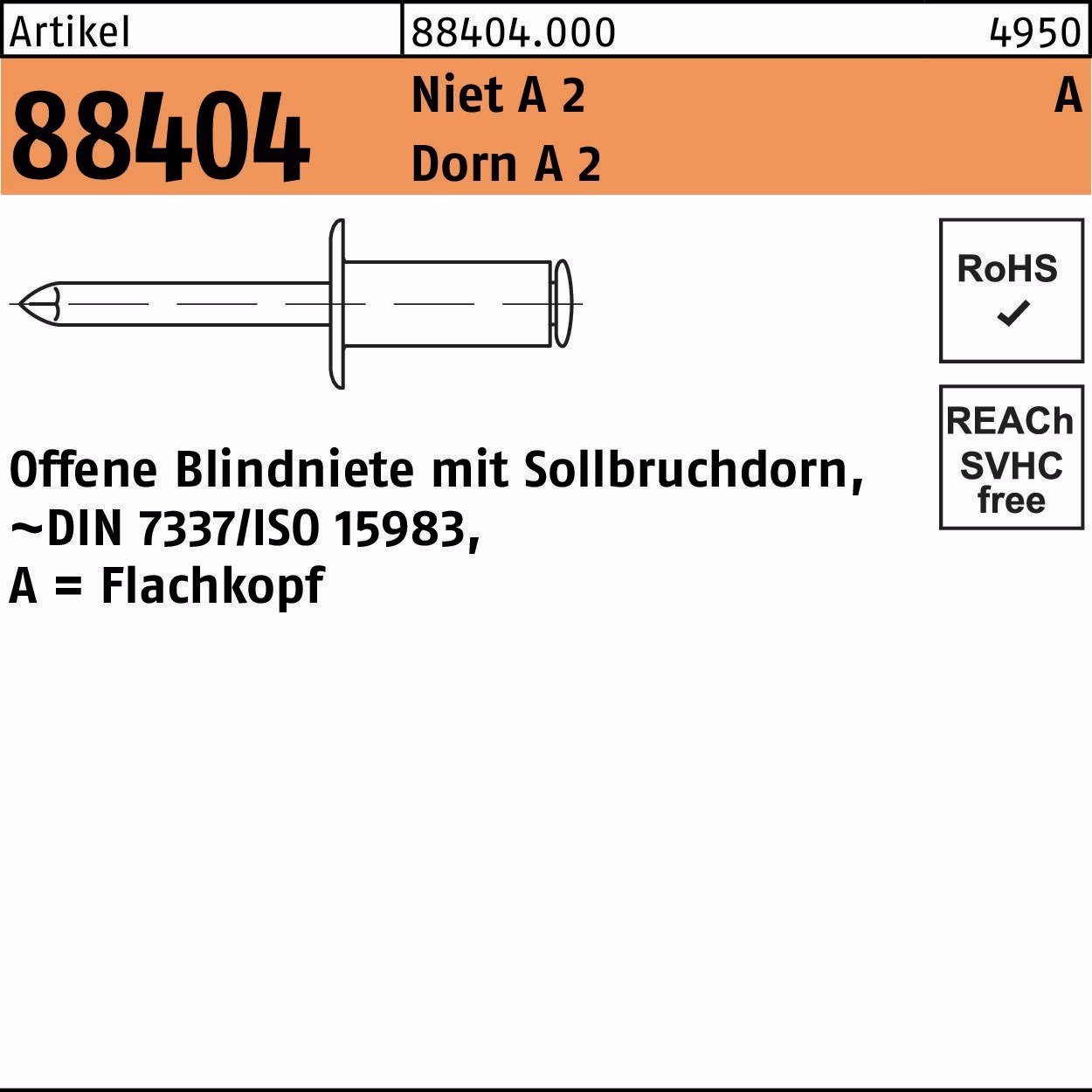 Blindniete R 88404 FLAKO Niet A 2/Dorn 2