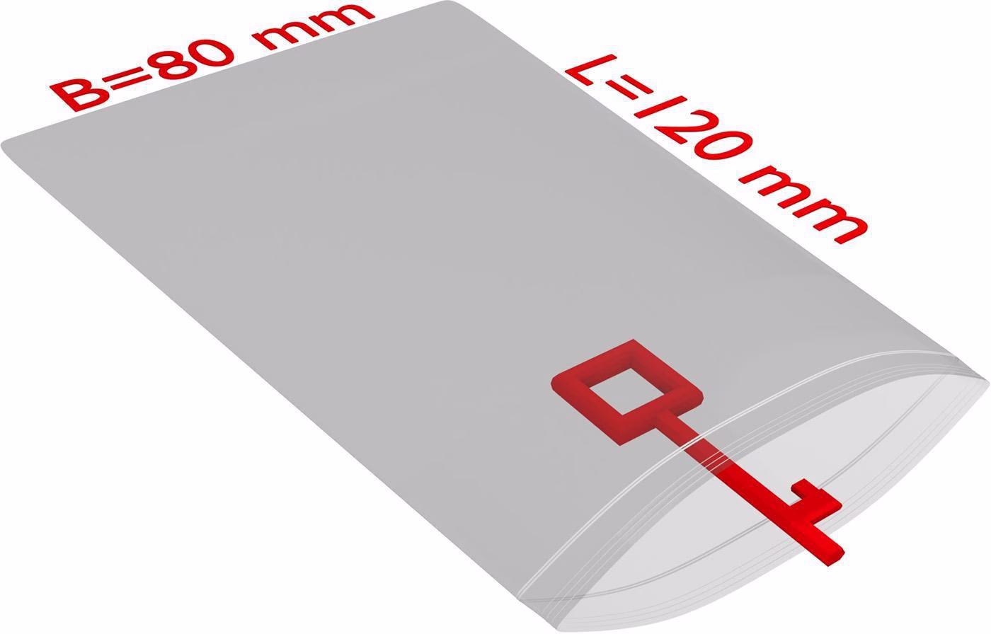 Druckverschlussbeutel Maße 80x120mm Stärke 90µ PE transparent