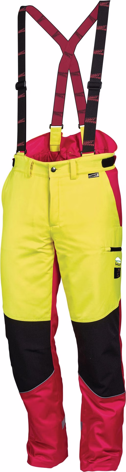 Forstschutzhose Komfort neongelb/rot