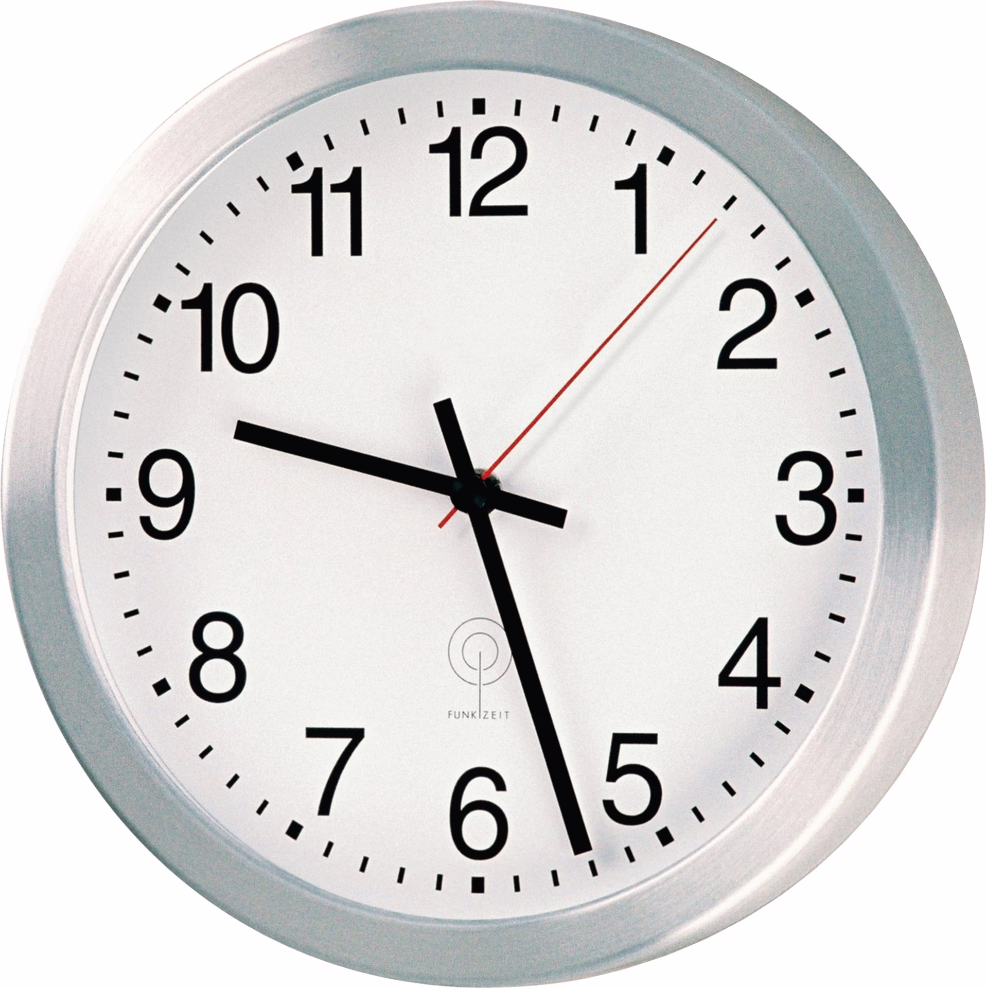 Wanduhr Funkuhr Alu.mattsilber 1,5V Zahlen