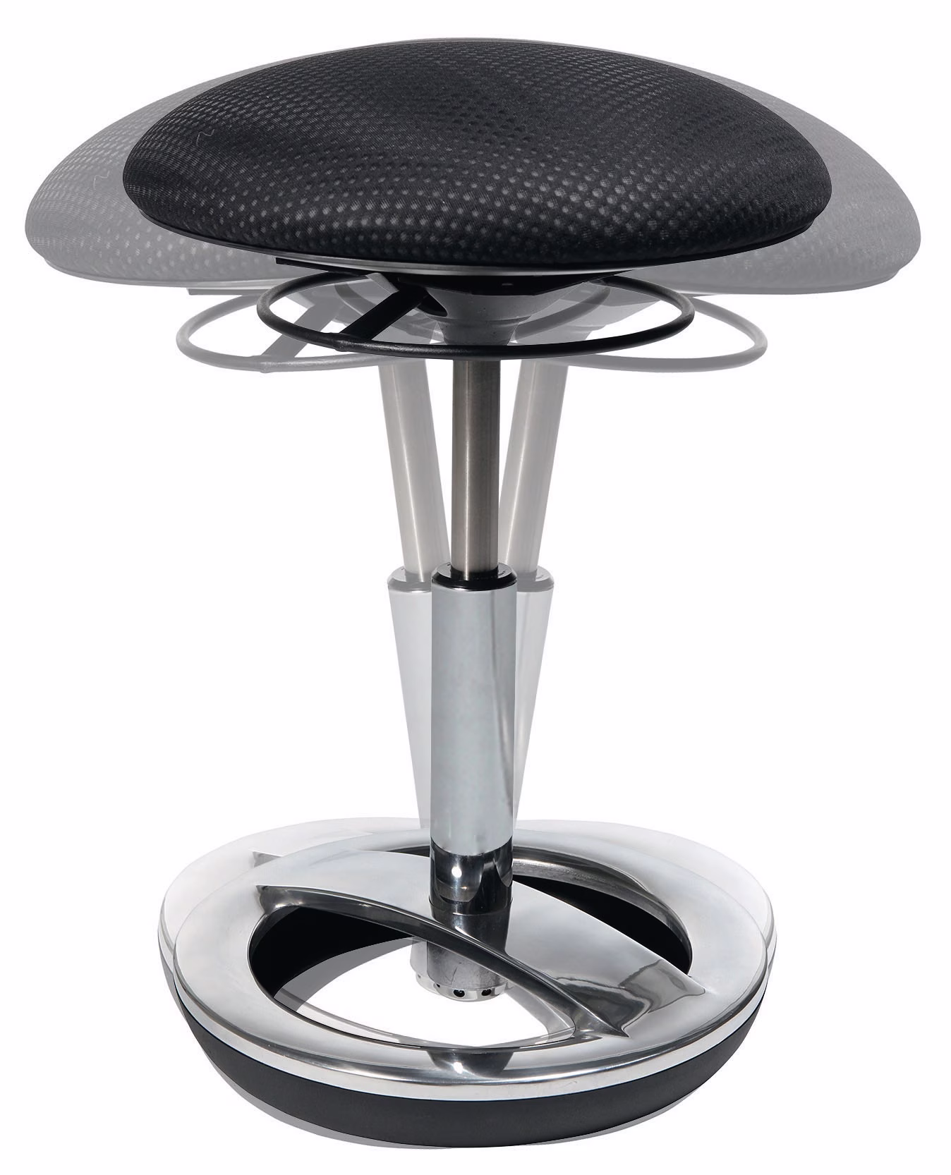 Hocker m.Standfußring Polster schwarz Sitz-H.440-570mm