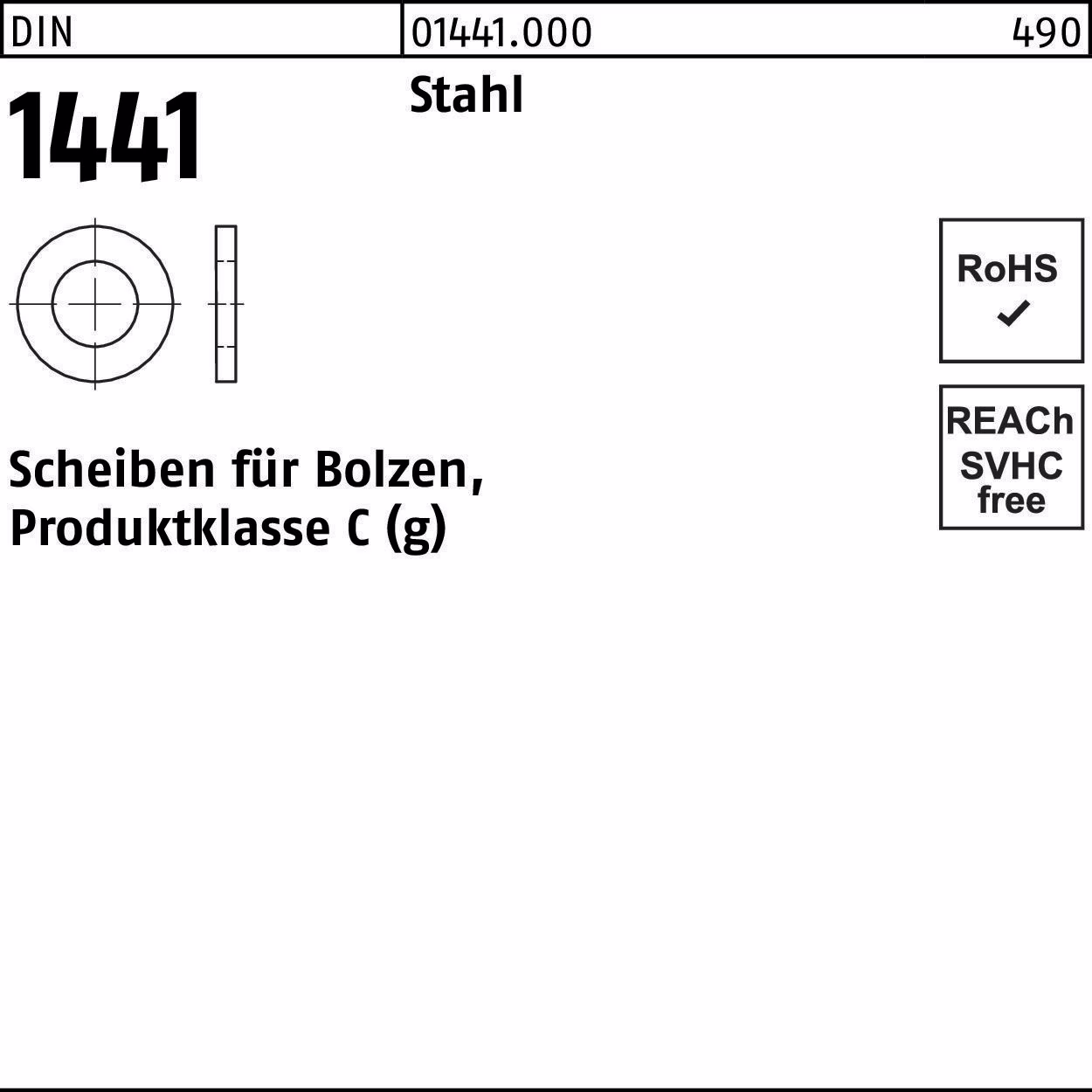 Scheibe DIN 1441 f.Bolzen 41x 58x 6 Stahl 50 Stück