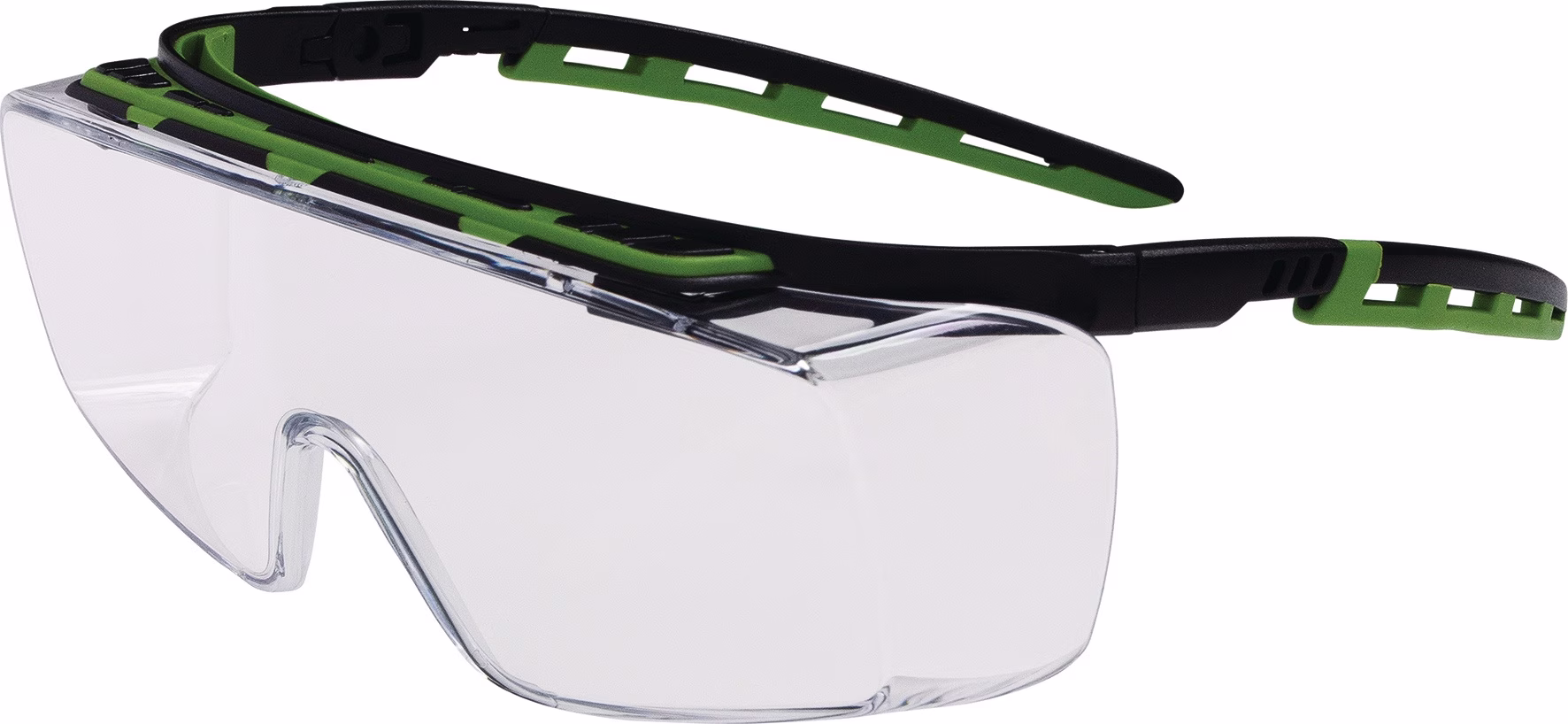 Schutzbrille Kubik EN 166 EN 170 Bügel schwarz/grün,Scheibe klar PC