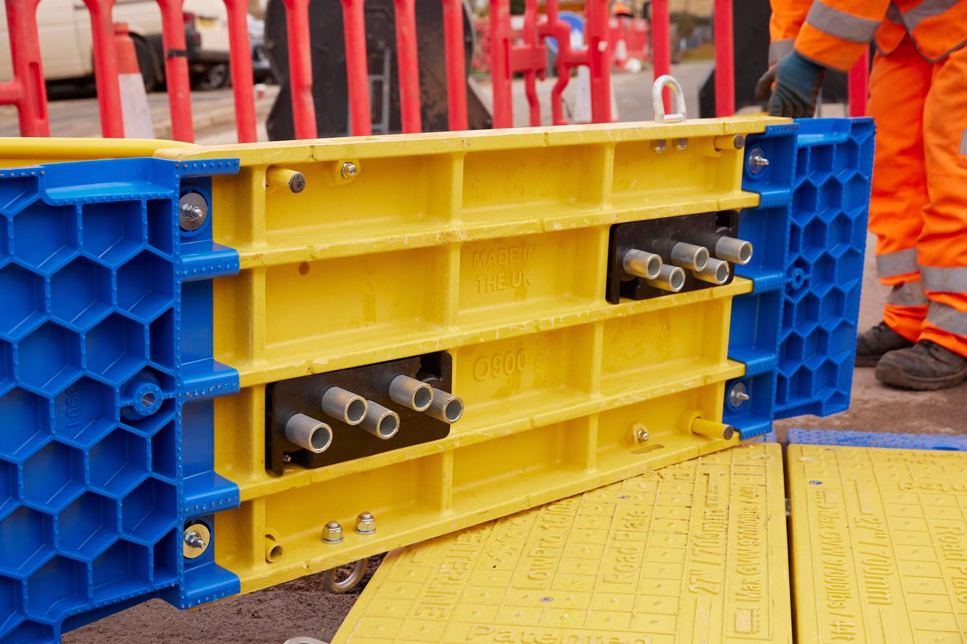 Grabenbrücke LowPro® 15/05 Road Plate gelb-blau L.1500mm B.500mm 44 t G.40kg