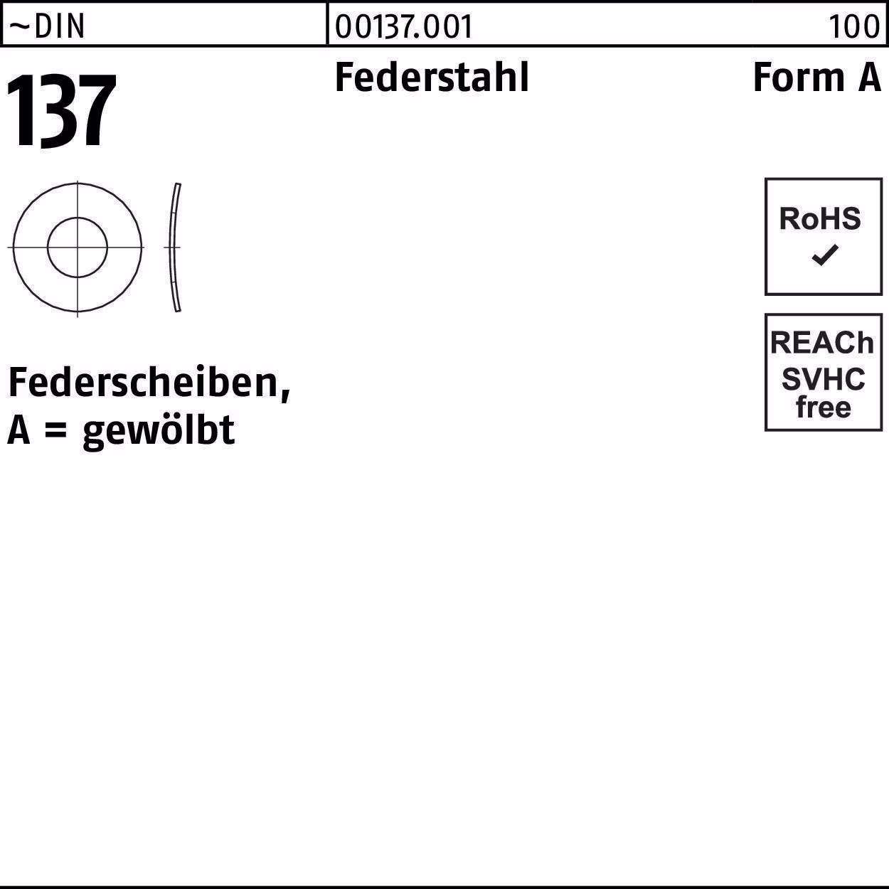 Federscheibe DIN 137 A 8 Federstahl 1000 Stück