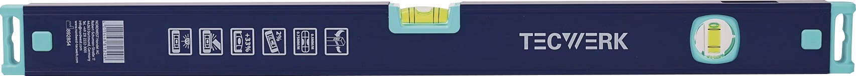 Wasserwaage Aluminium blau Spiegellibelle max. ±0,5 mm/m TECWERK