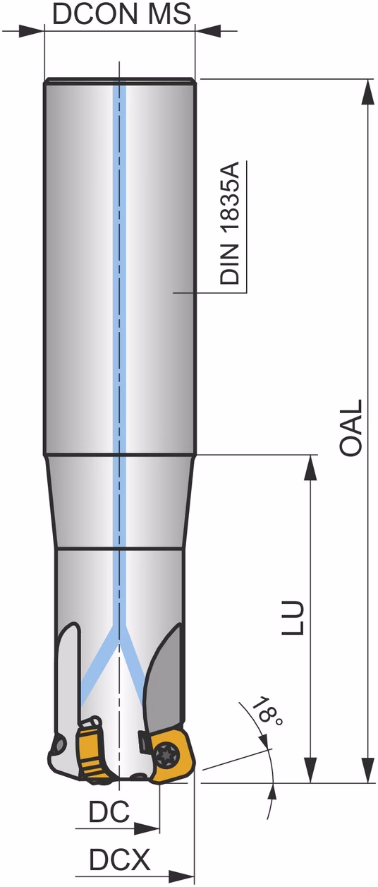 Hochvorschubfräser ISO 32E3R120A32-SSN11-C D.32mm Rechtslauf Schneid-D.32mm