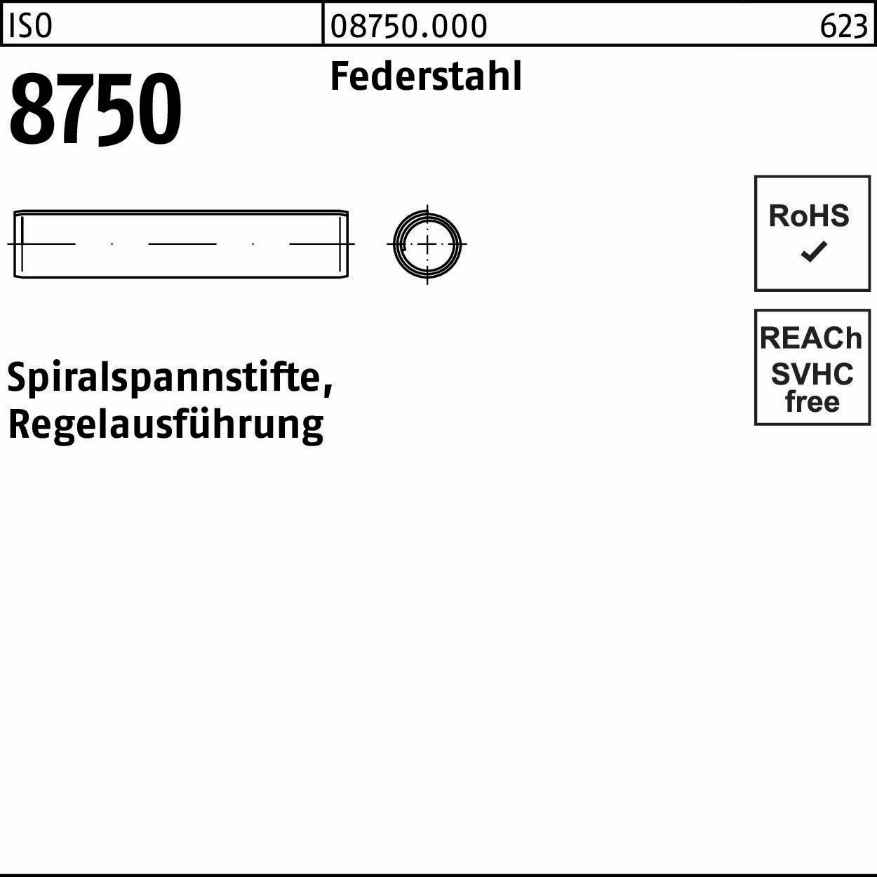 Spiralspannstift ISO 8750 Federstahl Regelausf.