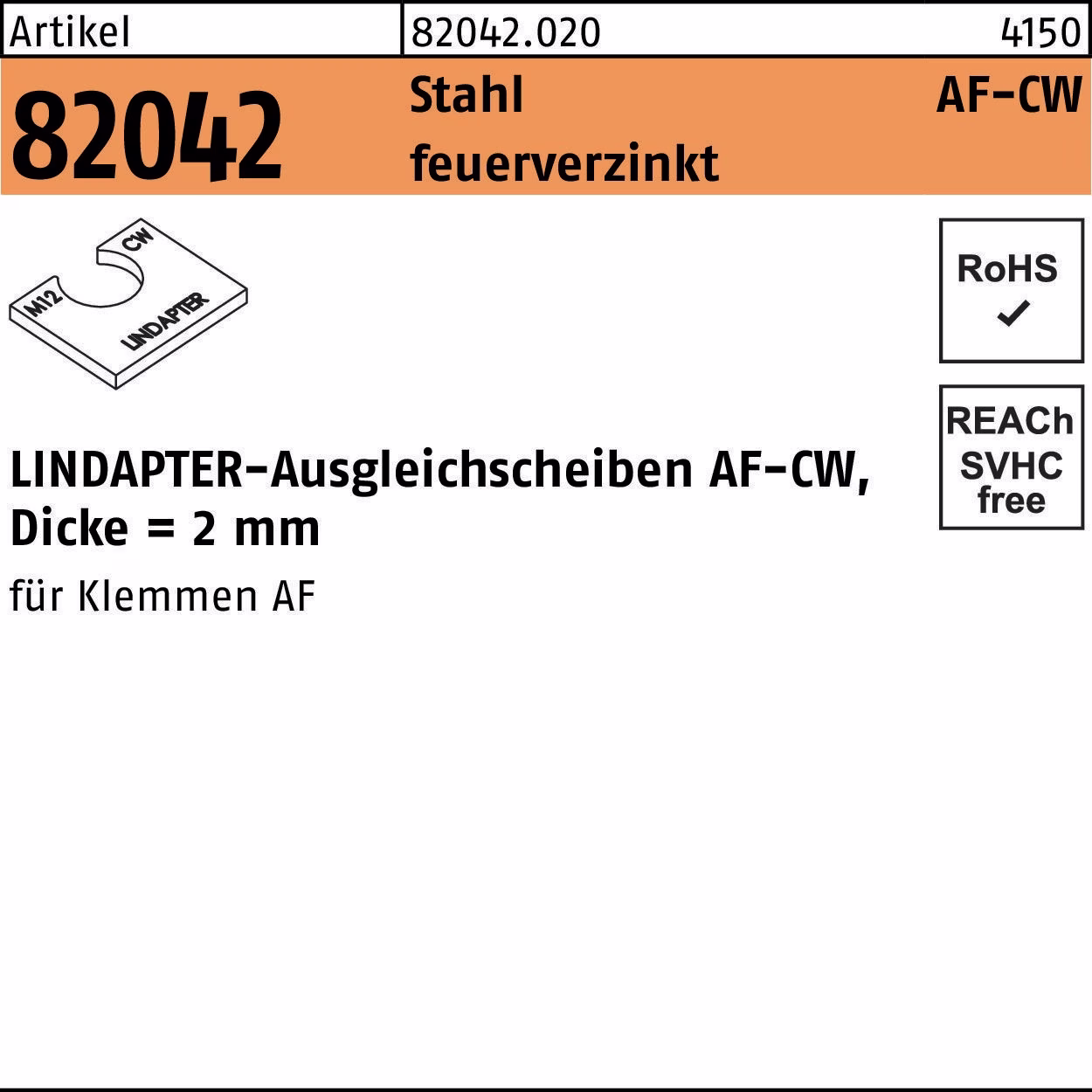 Ausgleichsscheibe R 82042 AF CW Stahl feuerverz. 1