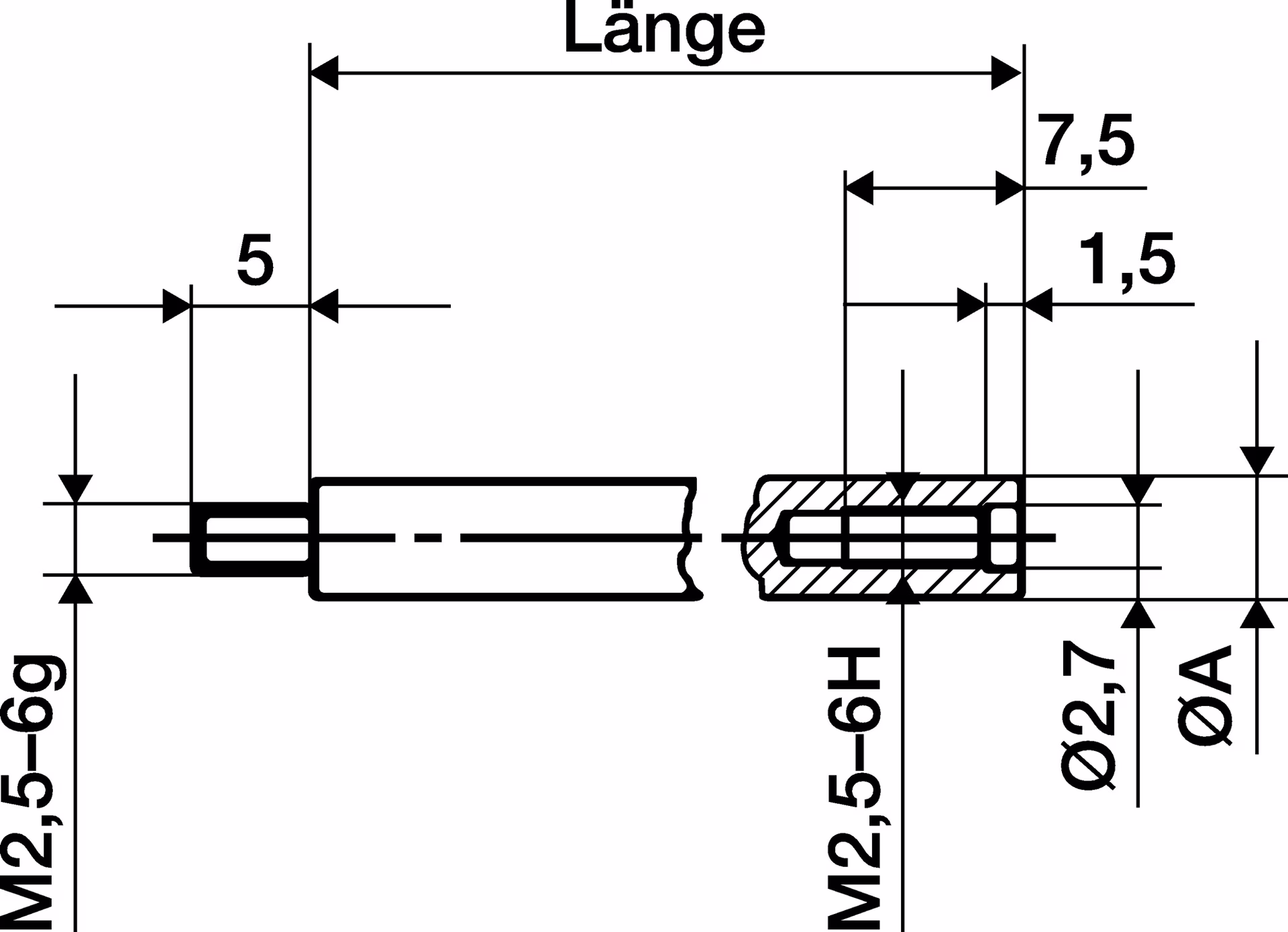 Verlängerungsstück Messbolzen-D.4mm z.Messuhren