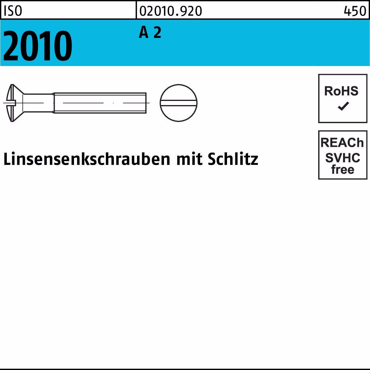 Linsensenkschraube ISO 2010 Schlitz