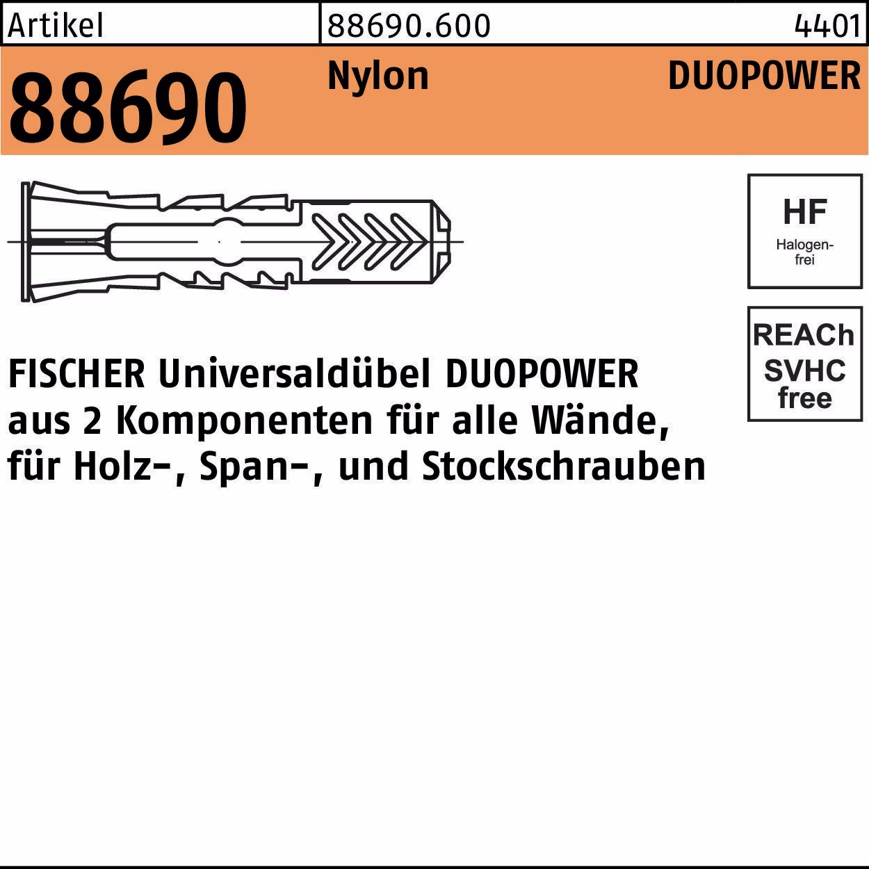 Dübel R 88690 DUOPOWER Nylon