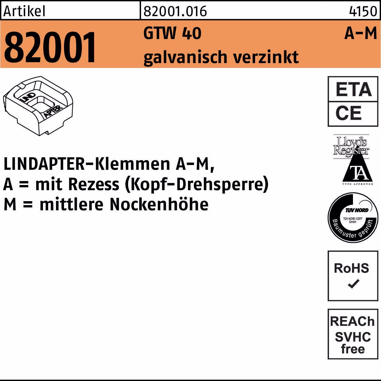 Klemmen R 82001 GTW 40 1 Stück LINDAPTER