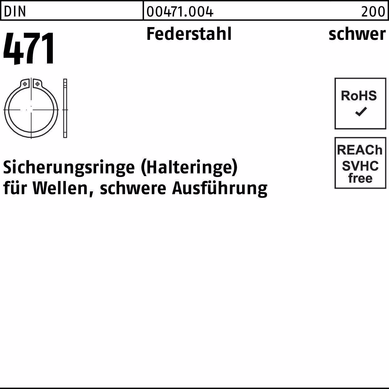 Sicherungsring DIN 471 40x 2,5 Federstahl schwere Ausf. 50 Stück