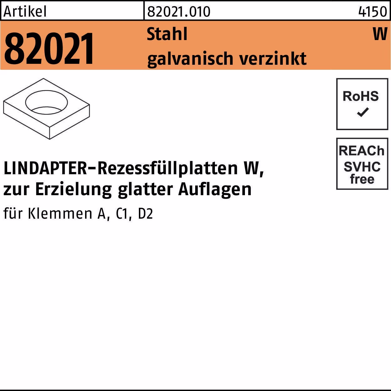 Rezessfüllplatte R 82021 FormW W Stahl