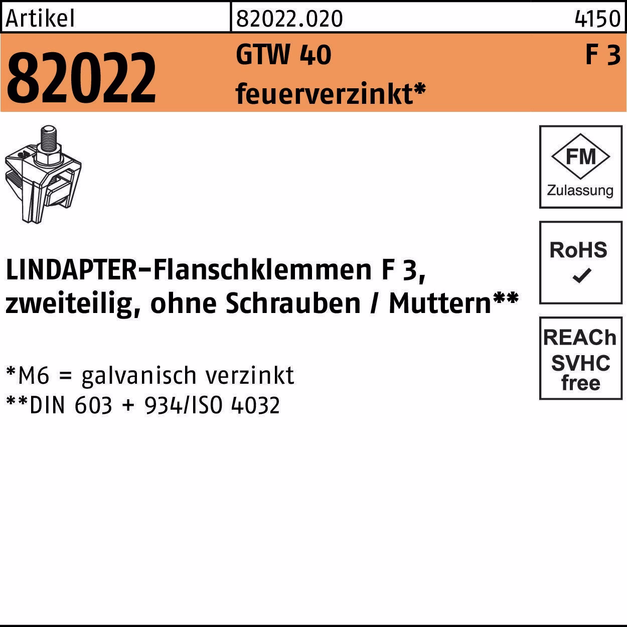 Flanschklemme R 82022 GTW 40 F 3 feuerverz. 1