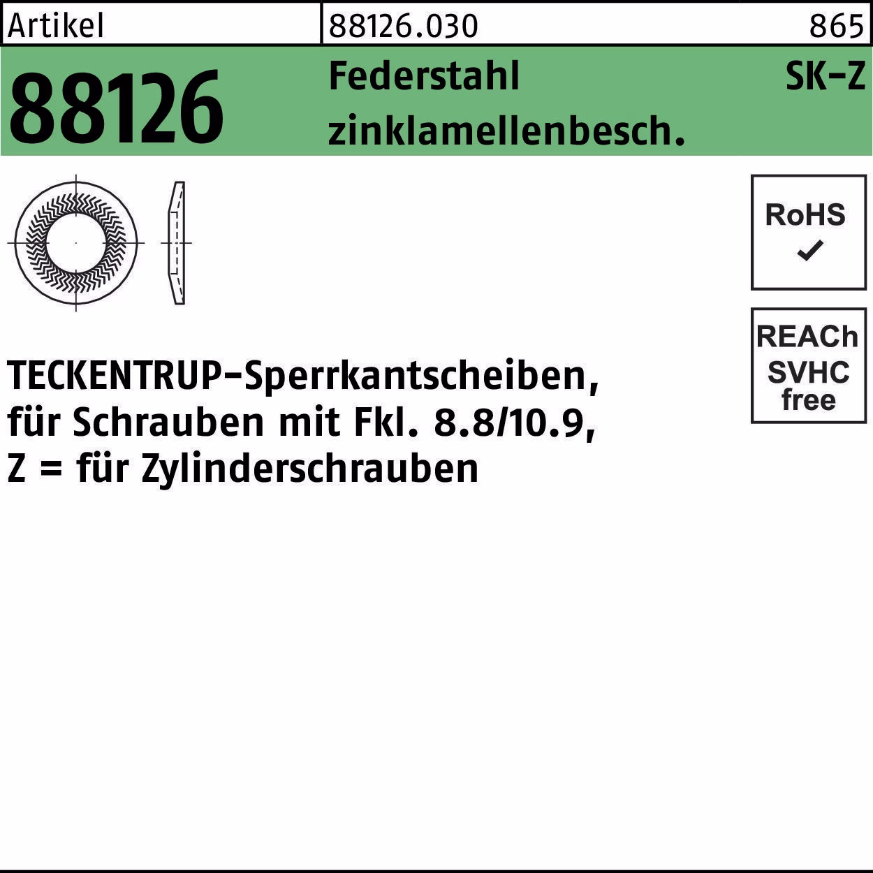 Sperrkantscheibe R 88126 Z Federst. zinklamellenb.