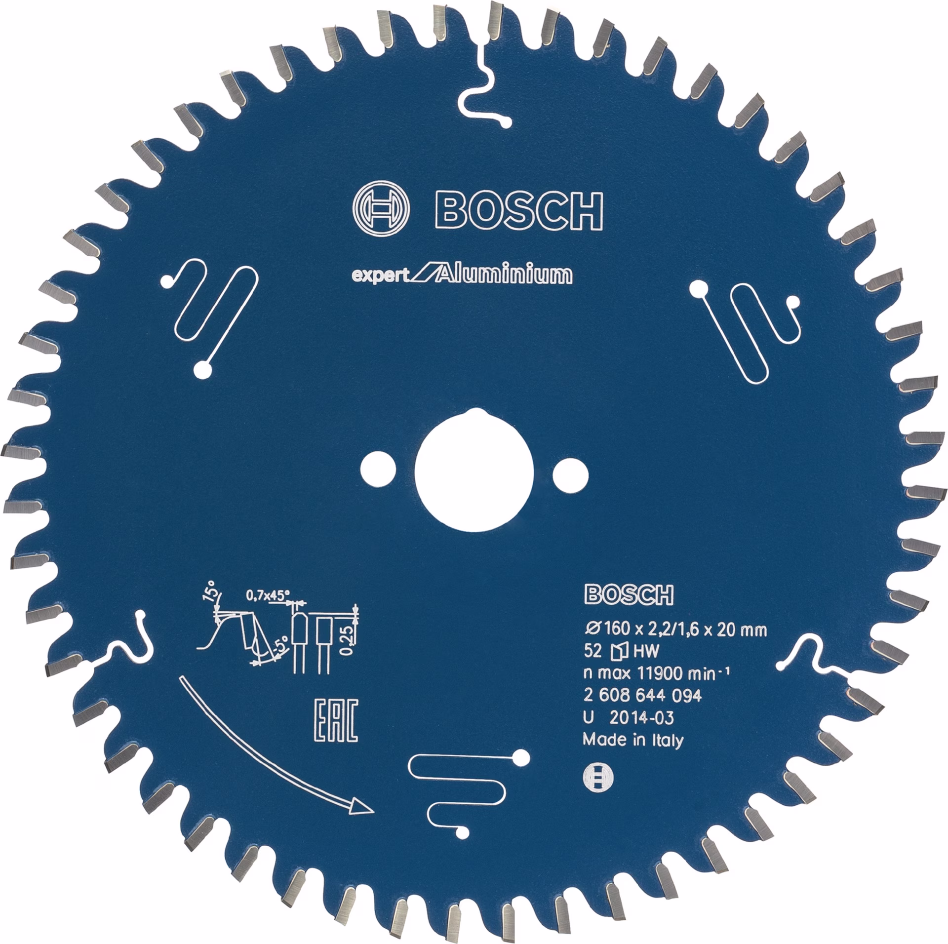 Kreissägeblatt EXPERT for Alu.AD 160mm Z.52 HLTCG Bohr.20mm Schnitt-B.2,2mm